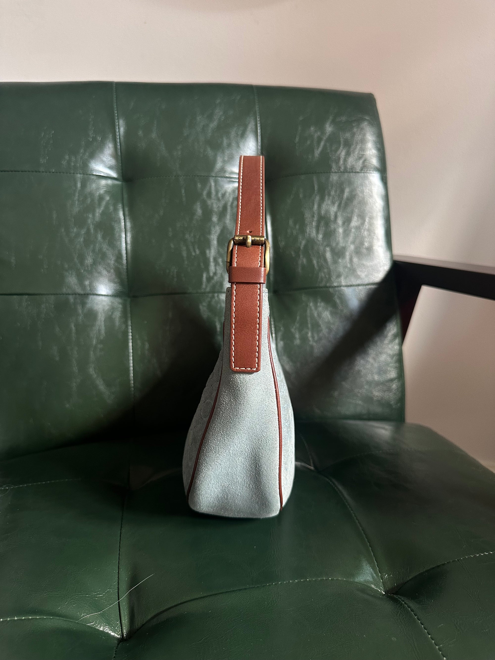 Vintage Celine Ava Shoulder Bag - Blue Suede Monogram