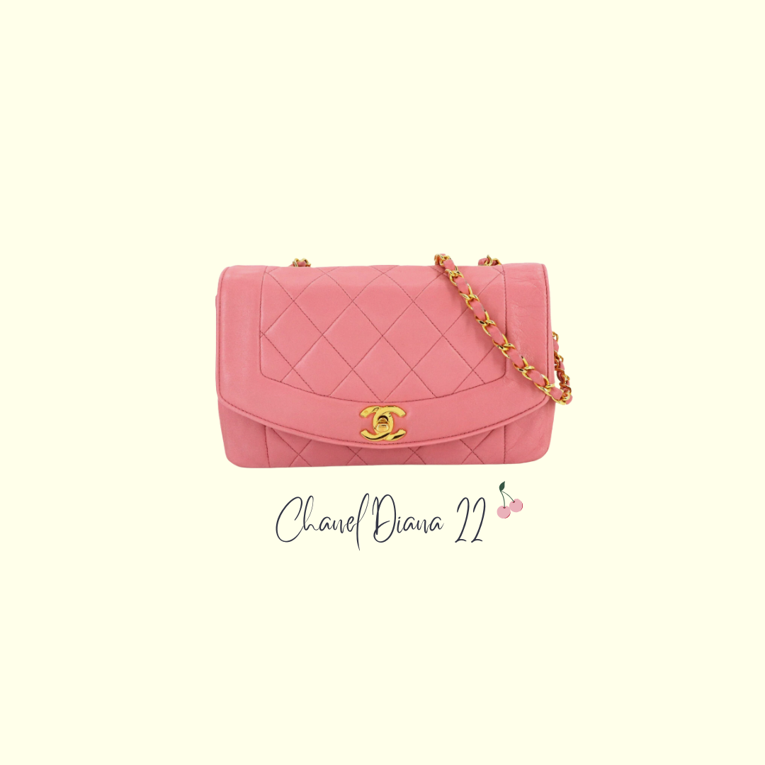 Super Rare! Chanel Diana 22 Vintage Bag in Pink Lambskin - 24ct