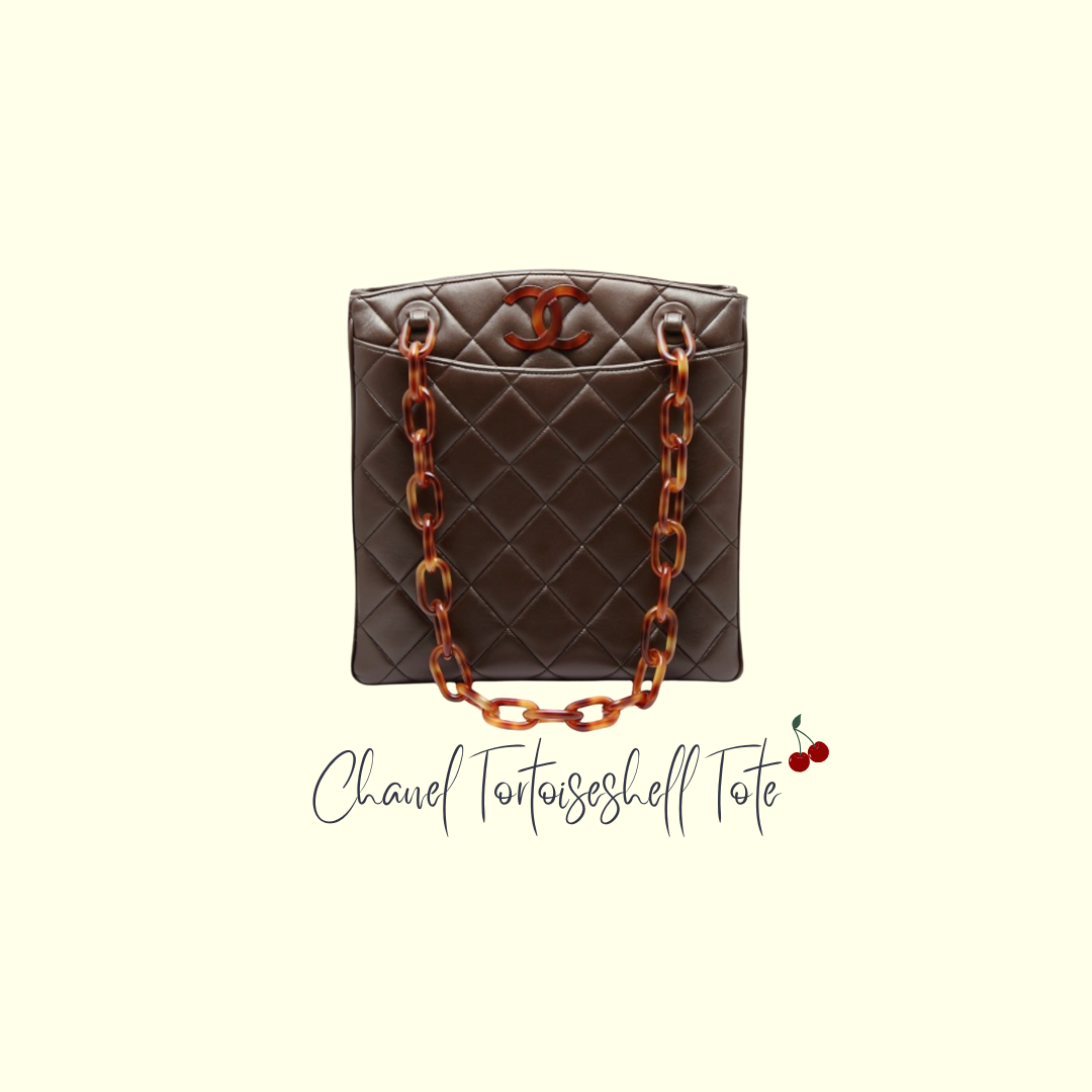 Chanel Vintage Brown Lambskin Tortoiseshell Chain Tote Bag