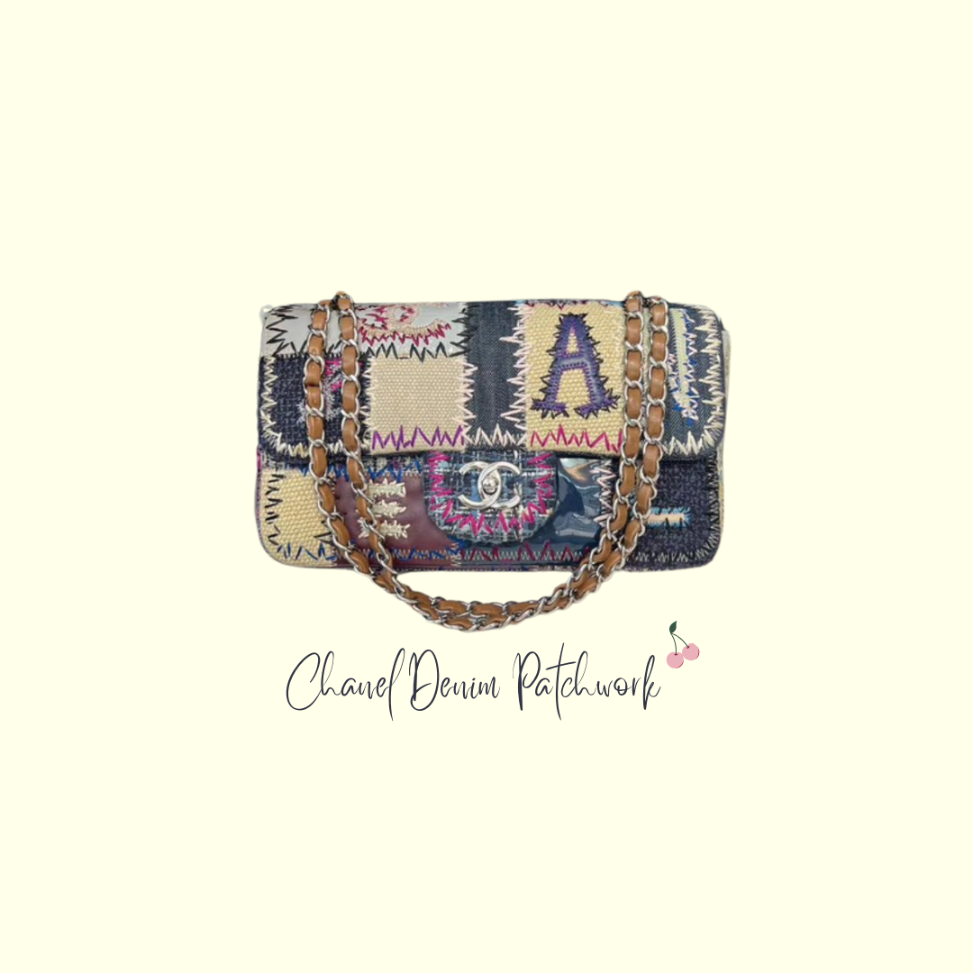 Chanel Denim Patchwork Flap Bag - Size Medium