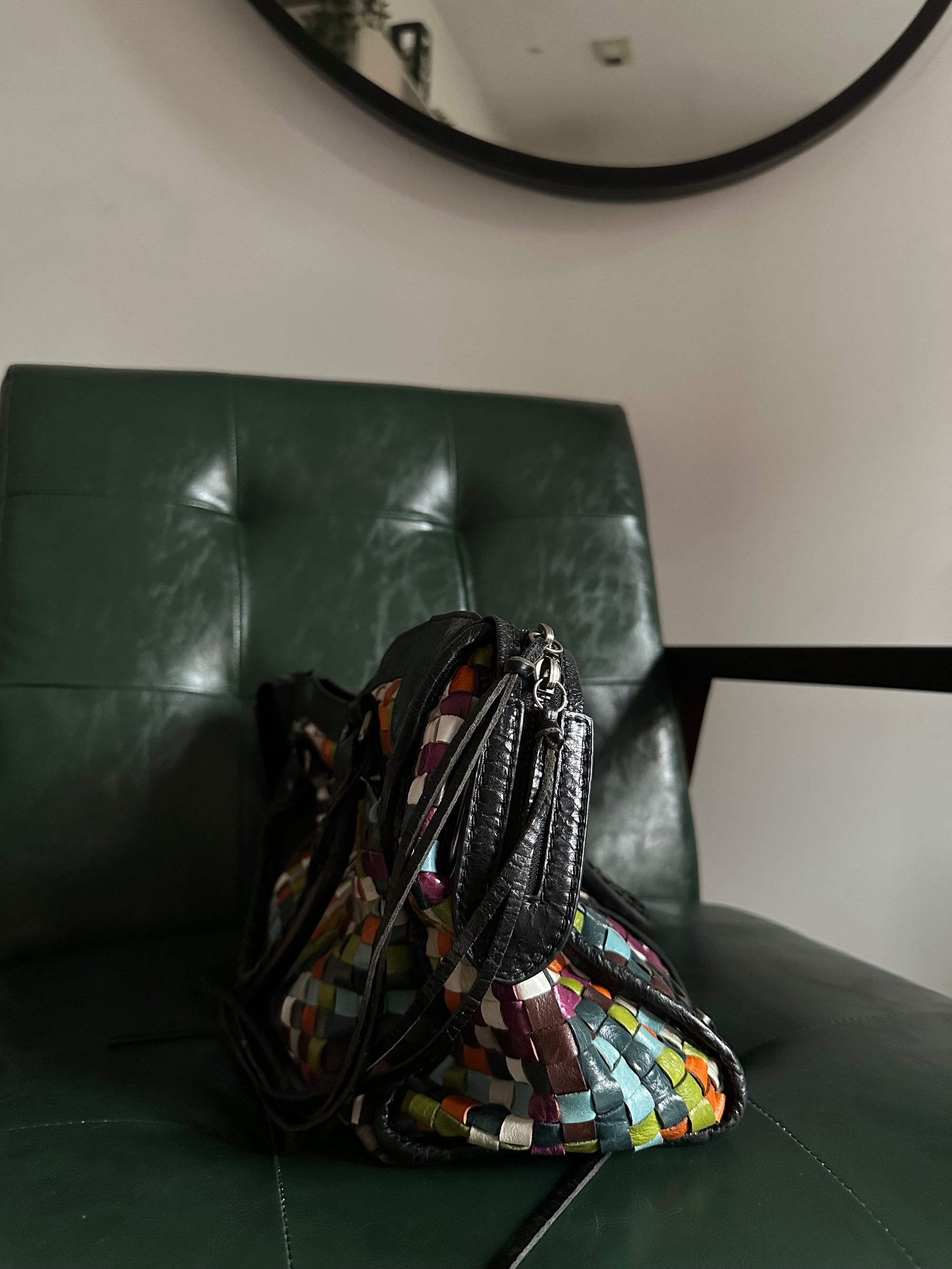 Rare Balenciaga Woven Multicolour City Bag - Medium