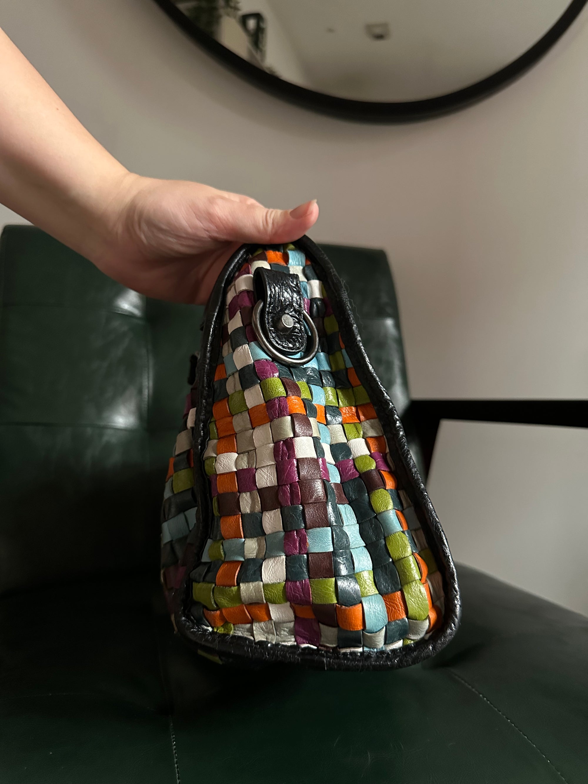 Rare Balenciaga Woven Multicolour City Bag - Medium