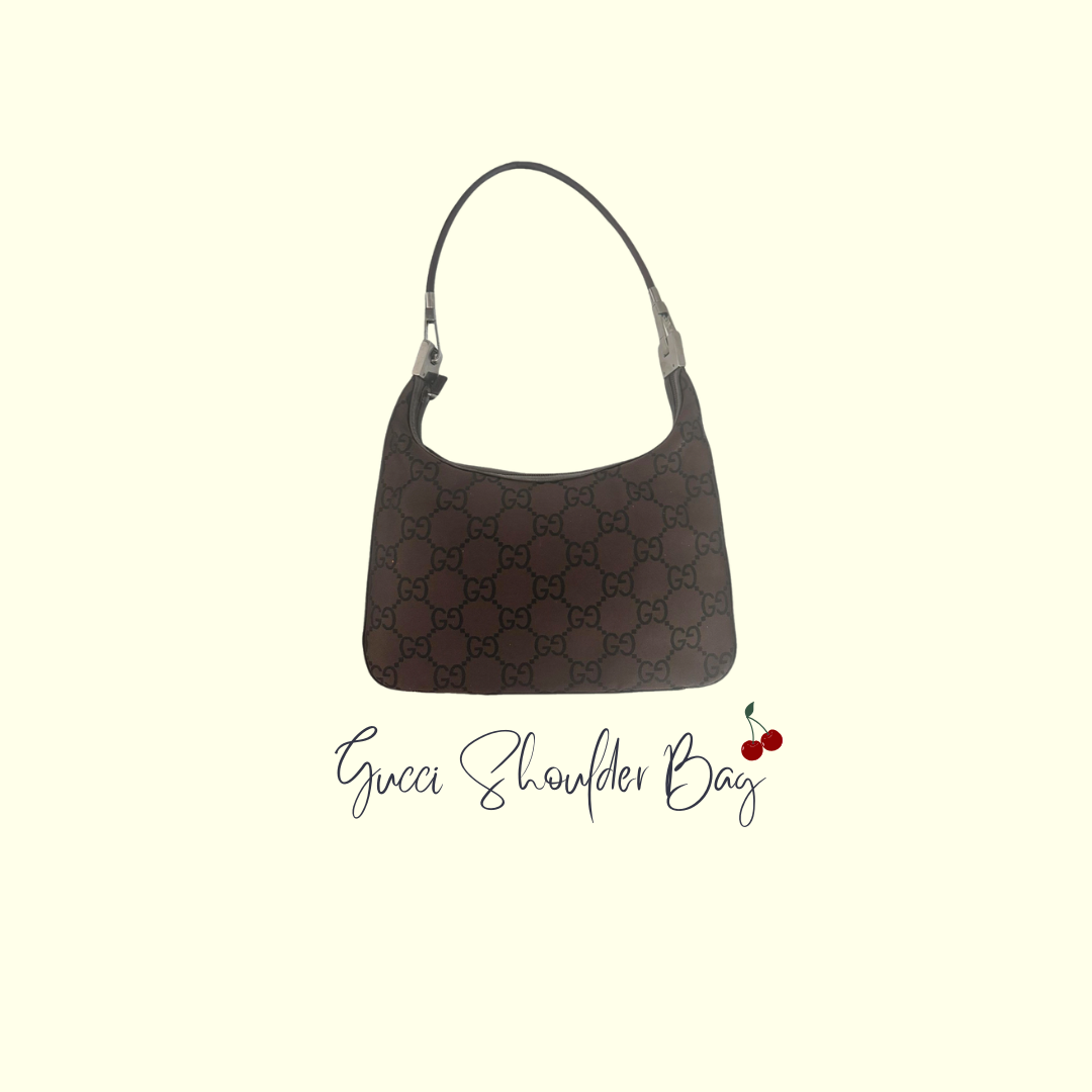 Vintage Gucci Brown Monogram Canvas GG Shoulder Bag