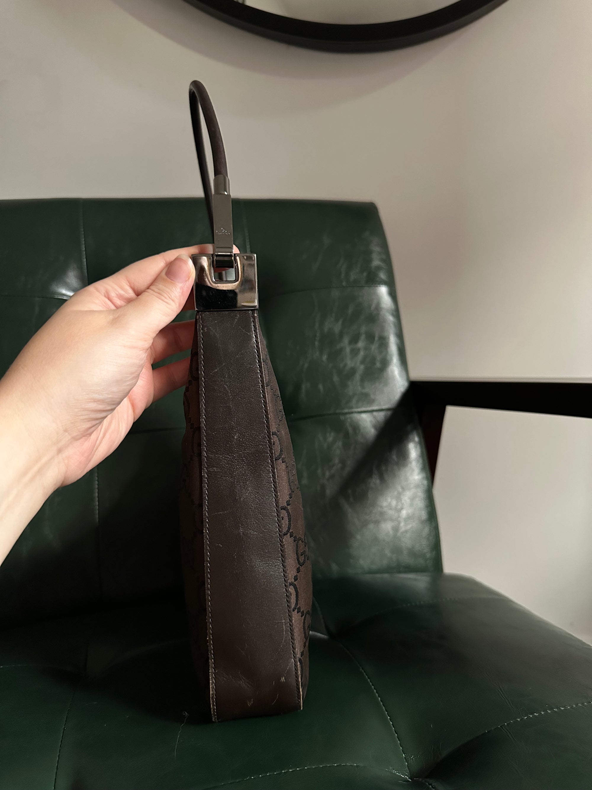 Vintage Gucci Brown Monogram Canvas GG Shoulder Bag
