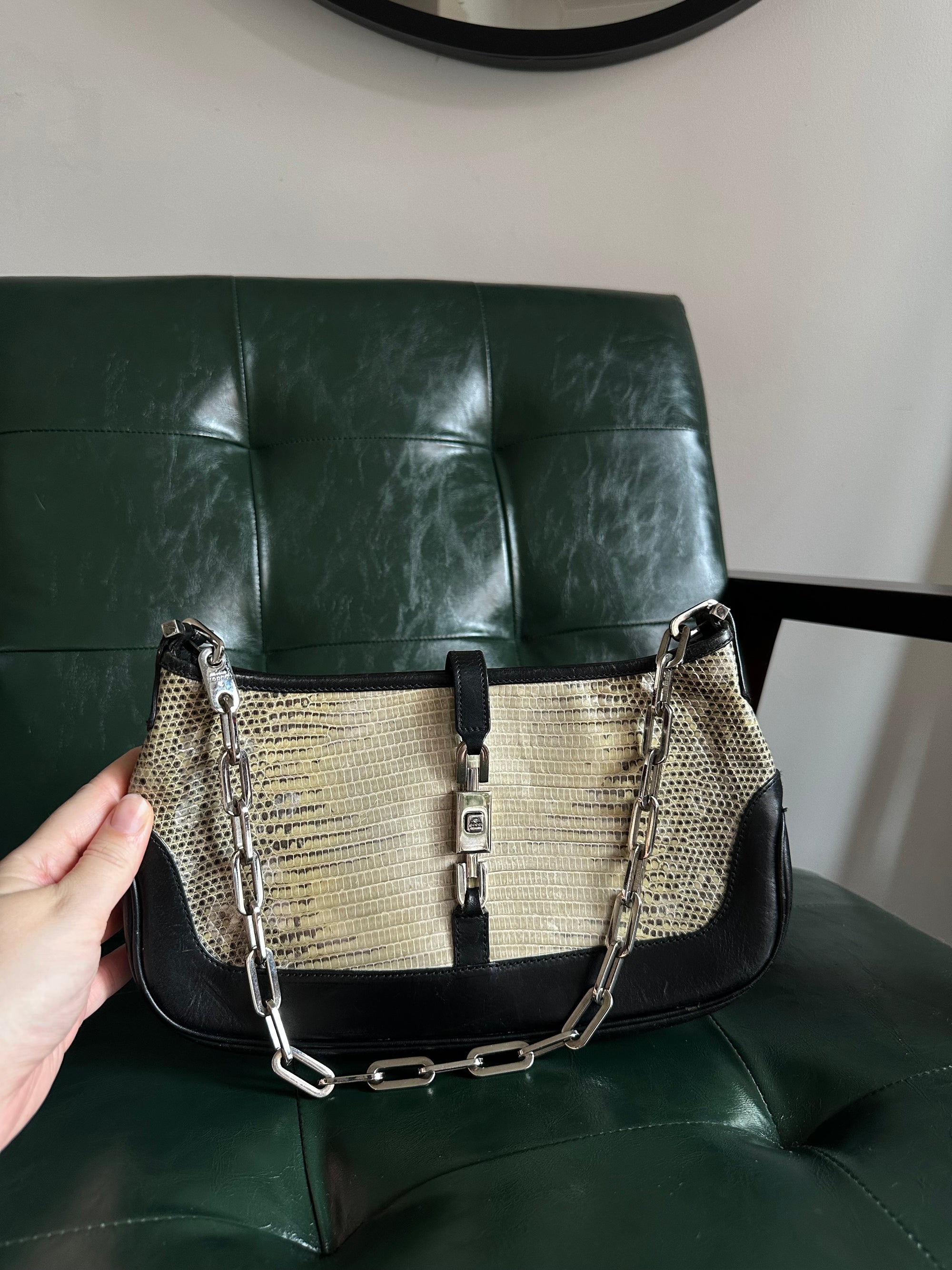 Vintage Gucci Lizard Jackie Shoulder Bag - Tom Ford Era