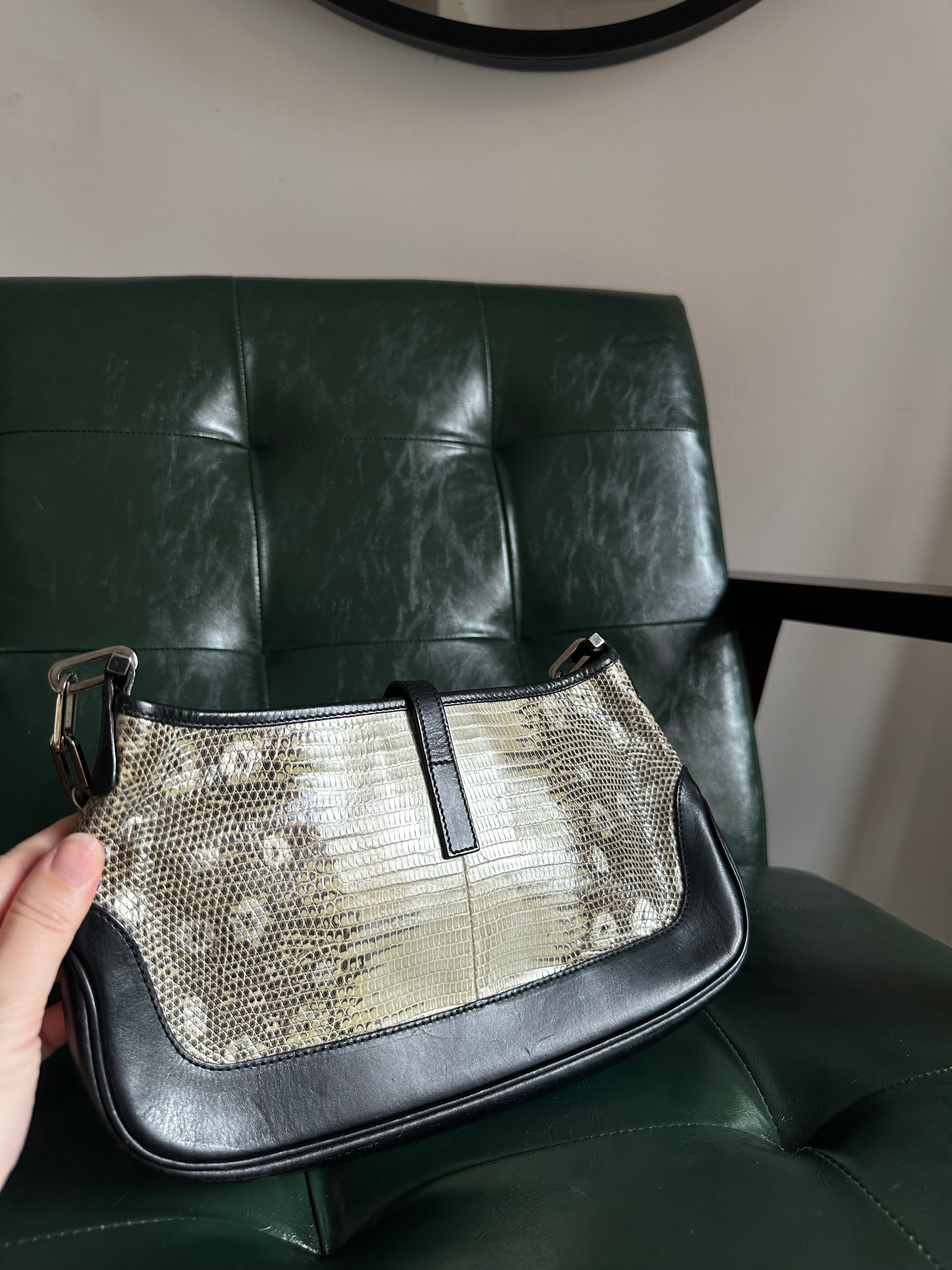 Vintage Gucci Lizard Jackie Shoulder Bag - Tom Ford Era