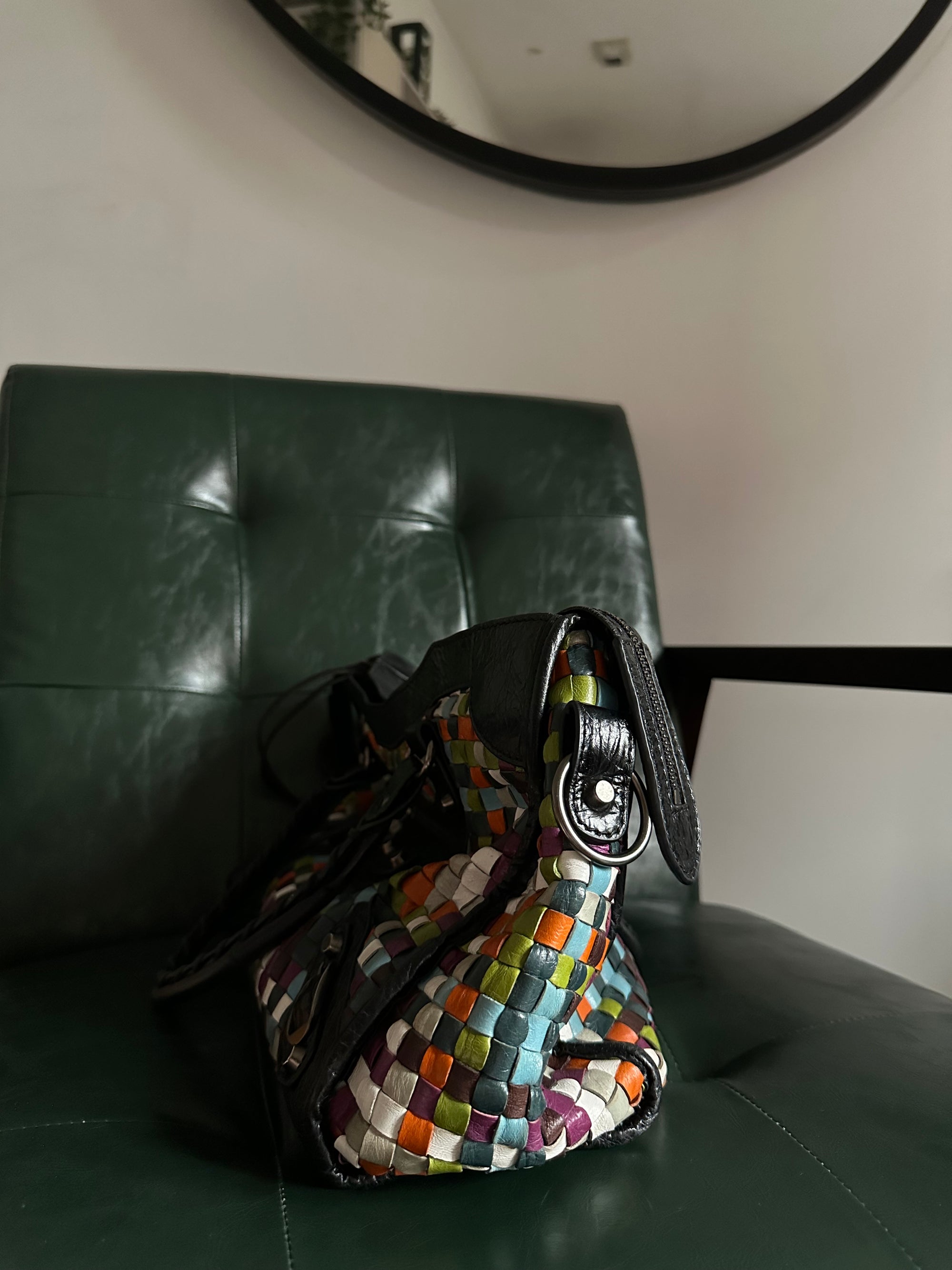 Rare Balenciaga Woven Multicolour City Bag - Medium