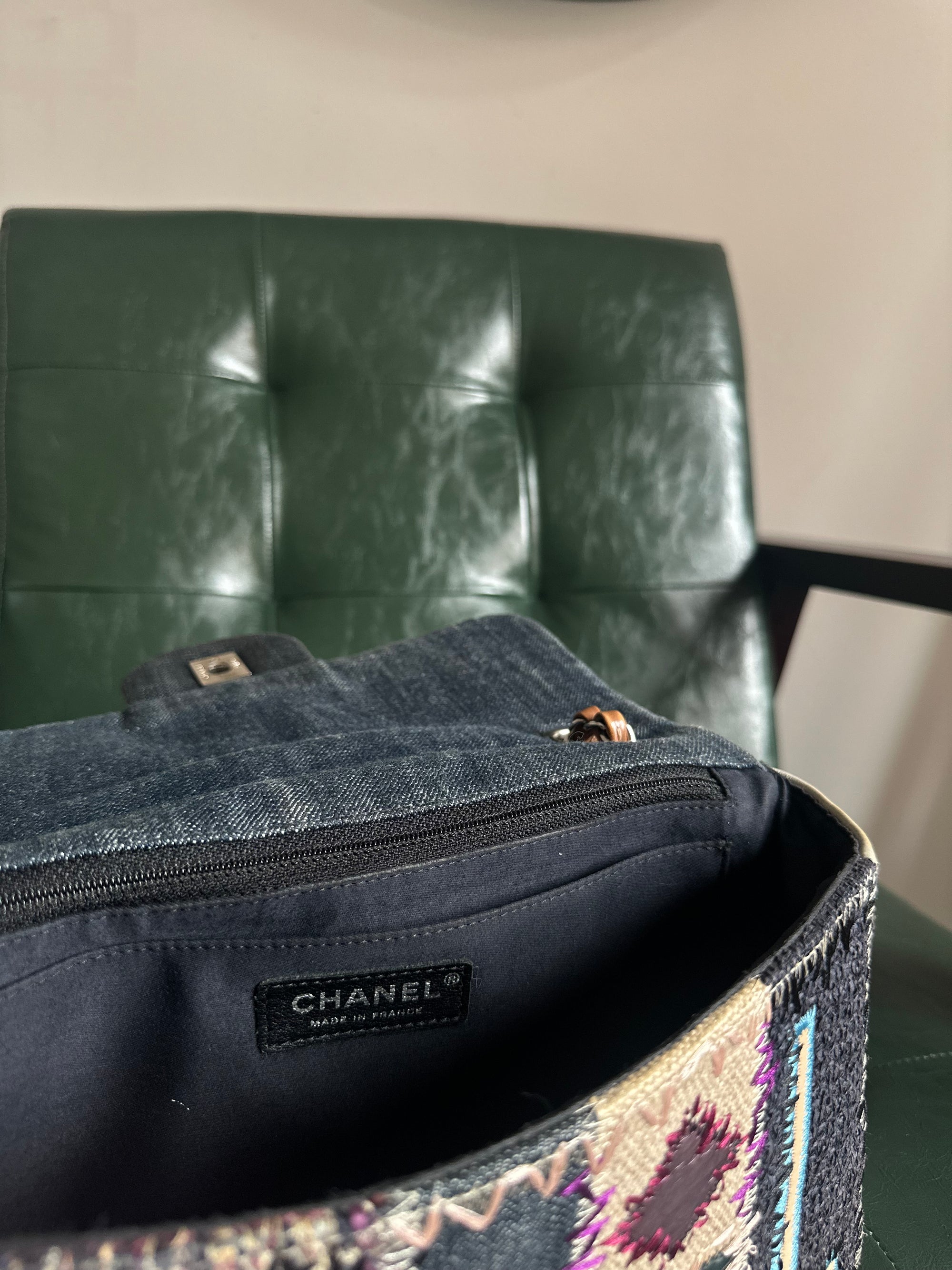 Chanel Denim Patchwork Flap Bag - Size Medium