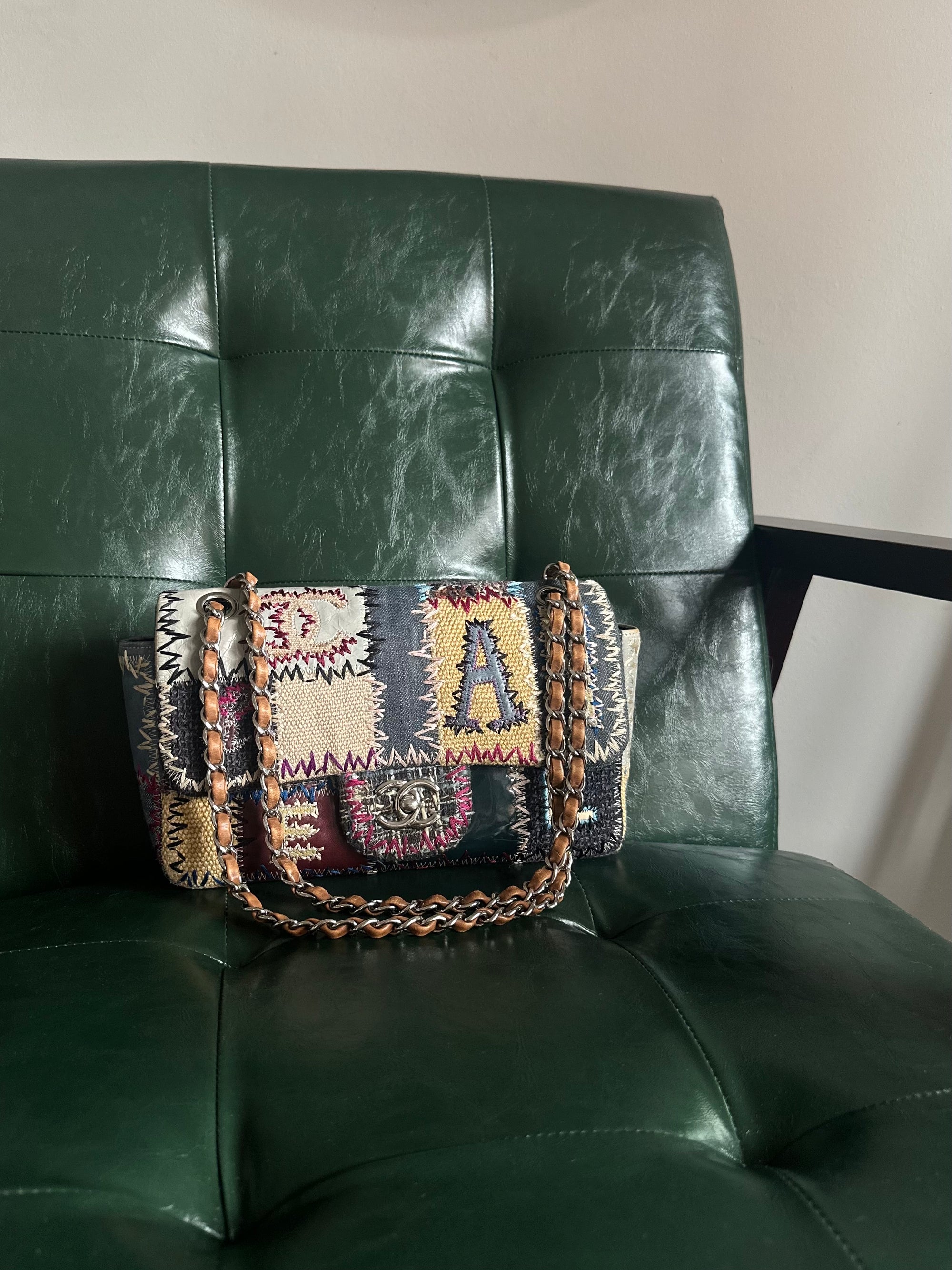 Chanel Denim Patchwork Flap Bag - Size Medium