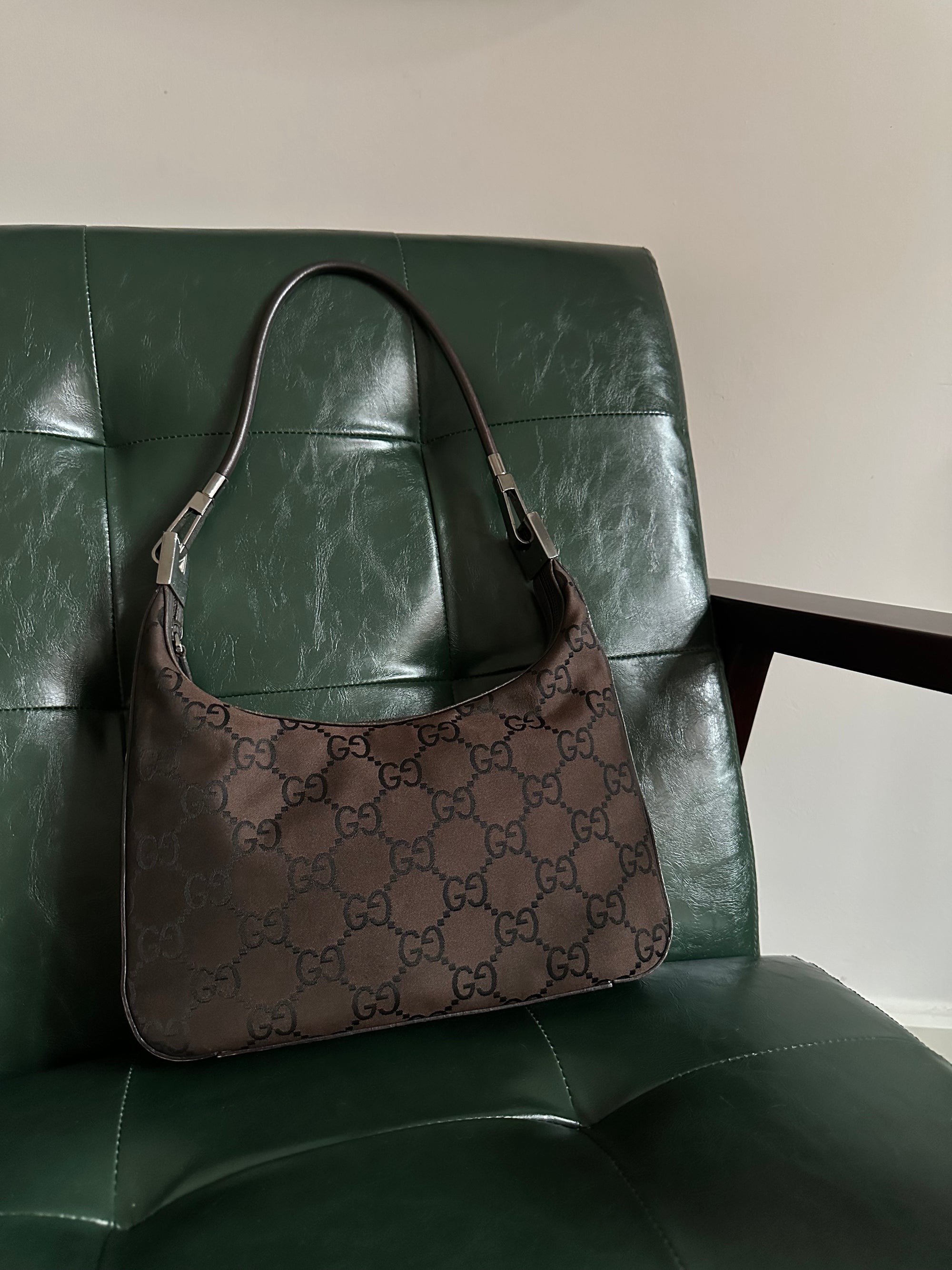 Vintage Gucci Brown Monogram Canvas GG Shoulder Bag