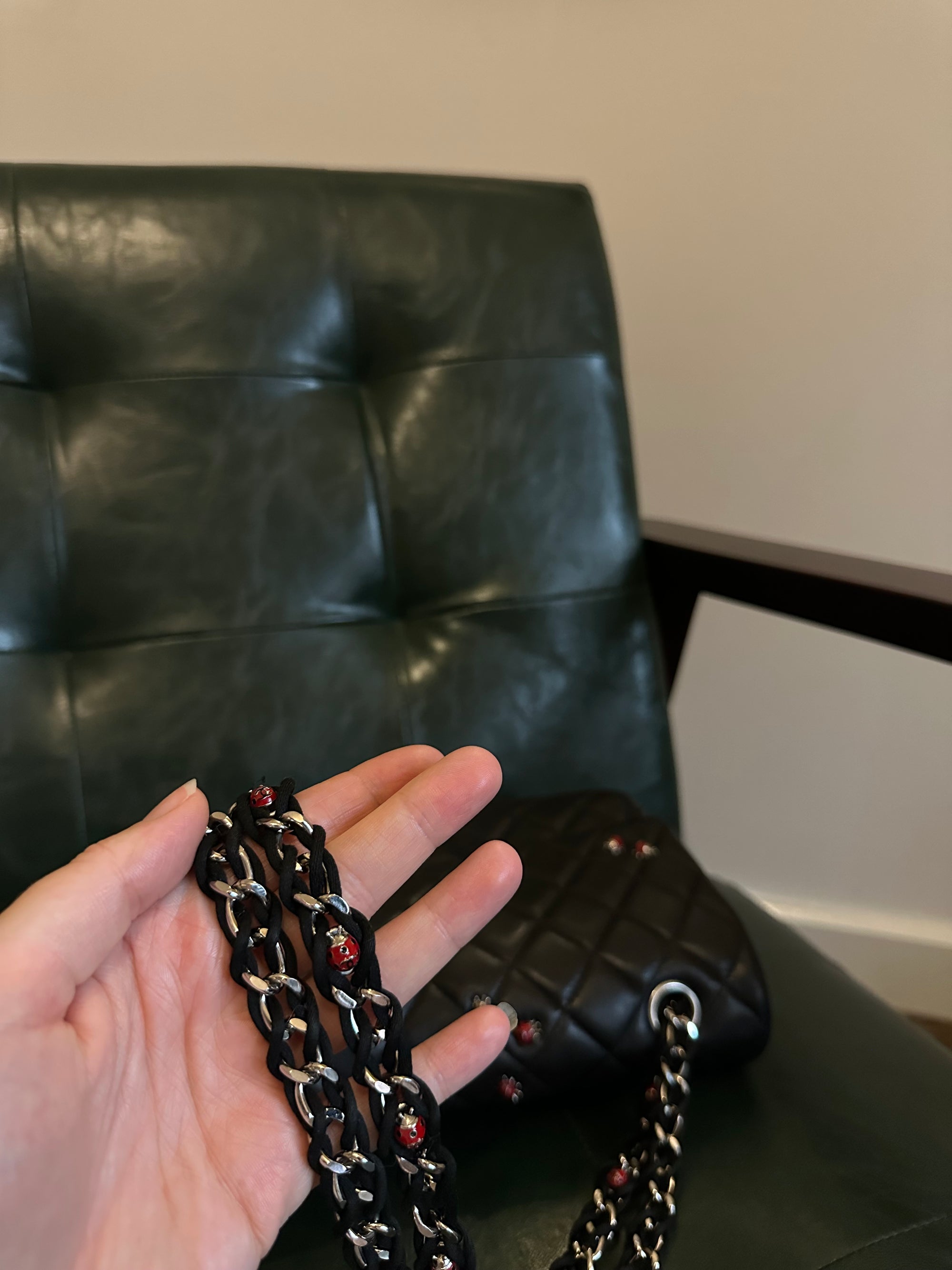 Rare! Chanel medium black ladybug single flap bag