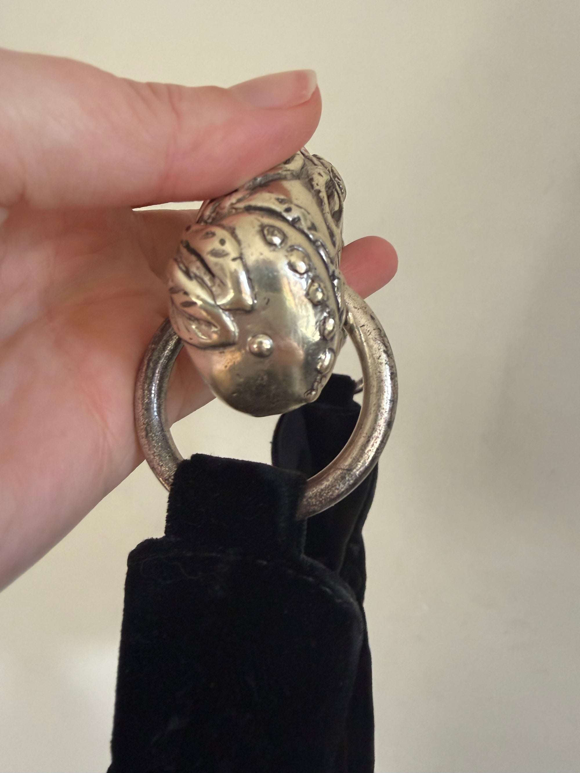 Vintage Yves Saint Laurent Black Velvet Mini Mombasa Silver Horn