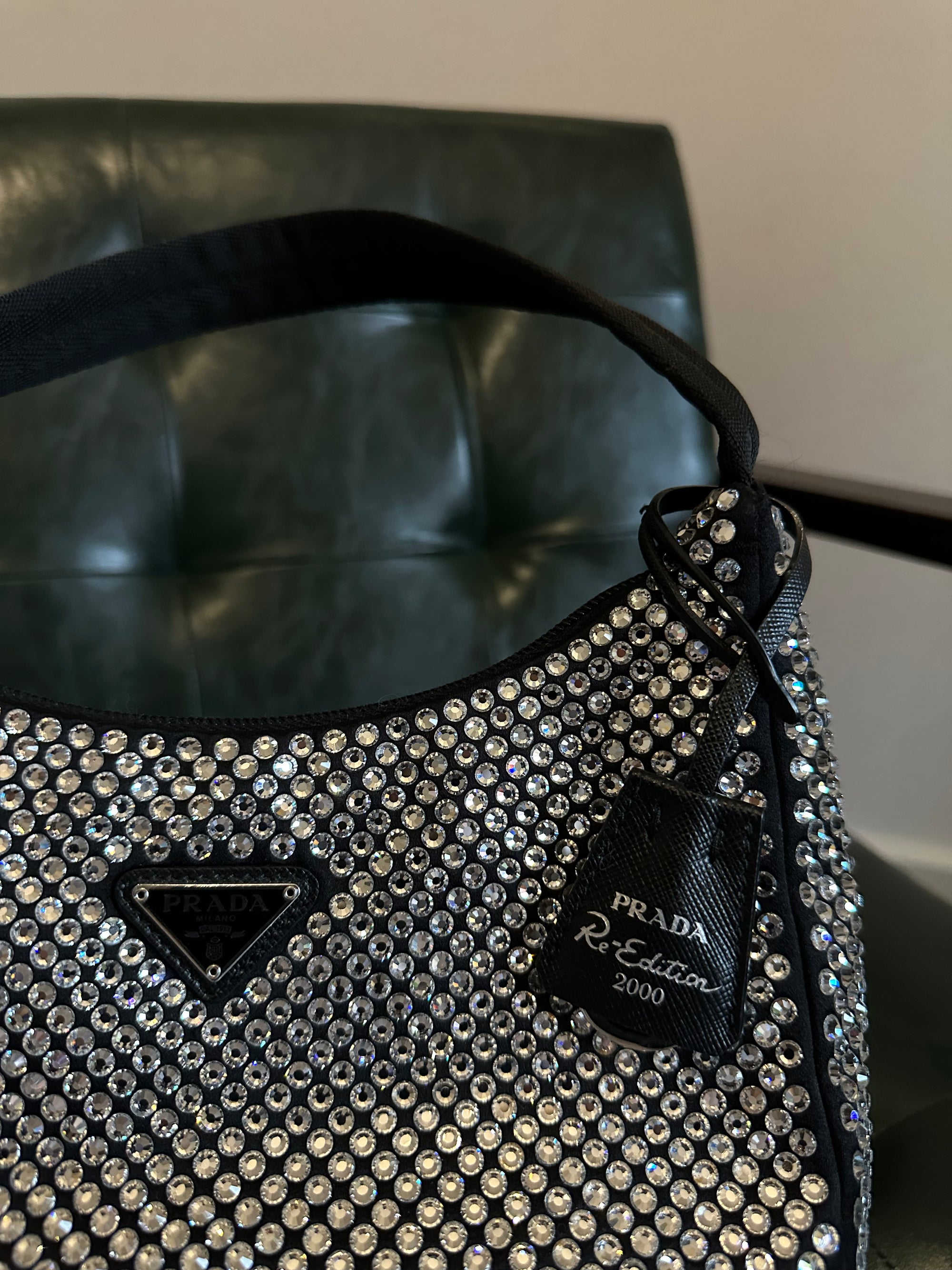 Prada black crystal re-edition 2000