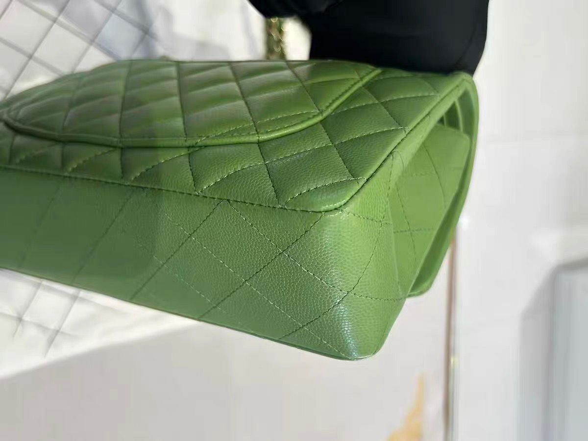 Pre-order - Chanel 22C Avocado Green Caviar Small Classic Flap Bag