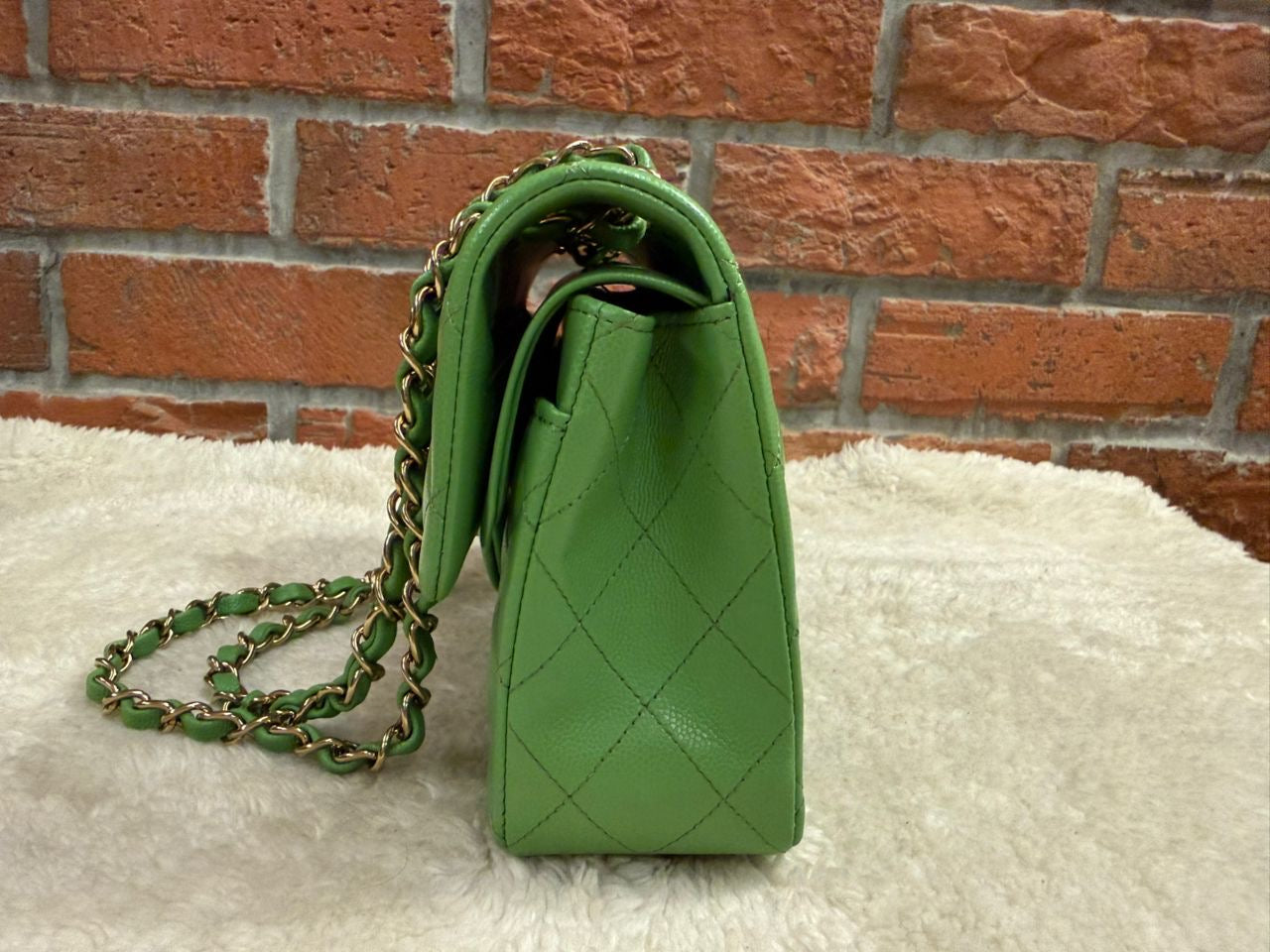 Pre-order - Chanel 23C Avocado Green Caviar Small Classic Flap Bag