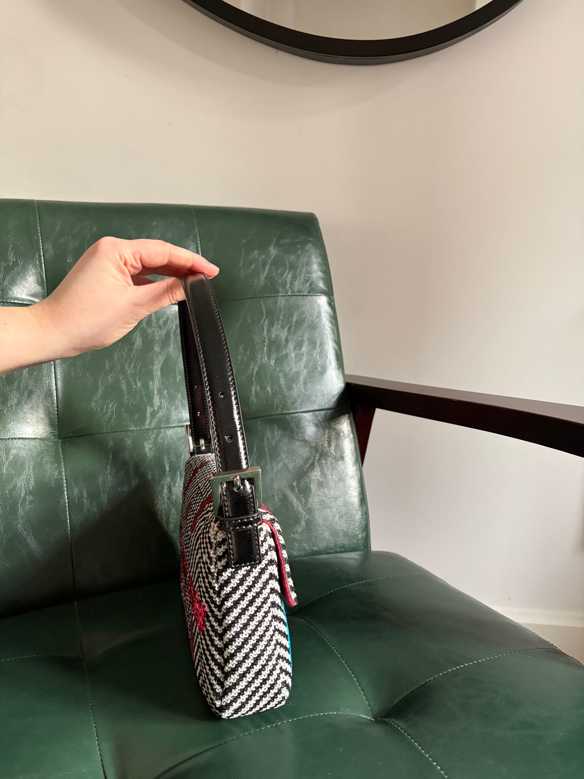 Fendi chevron sequin colour block baguette bag