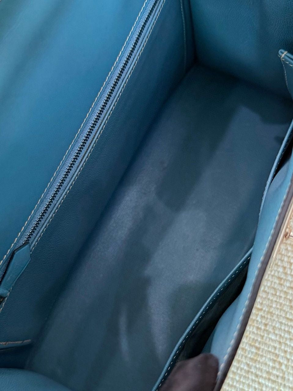 Super rare! Vintage Hermes Kelly 28 Sellier in Blue Jean box leather palladium hardware