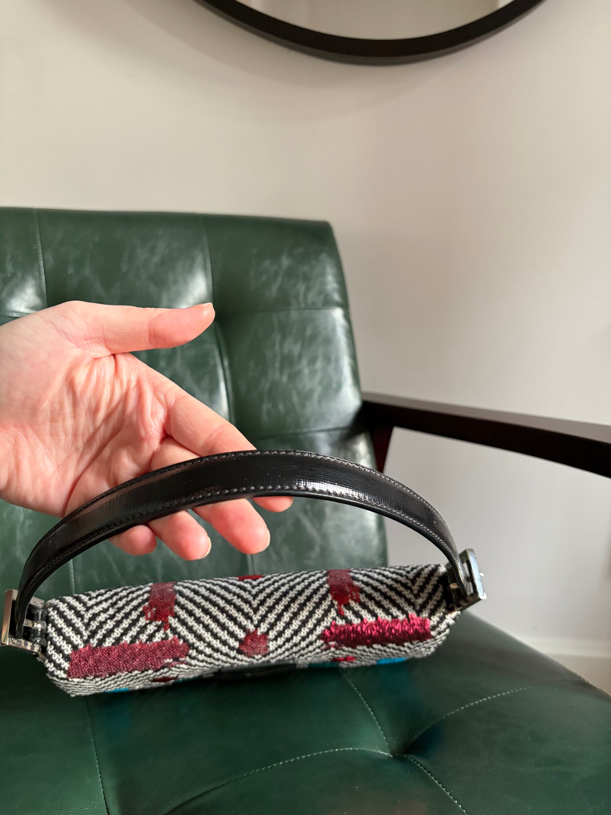 Fendi chevron sequin colour block baguette bag