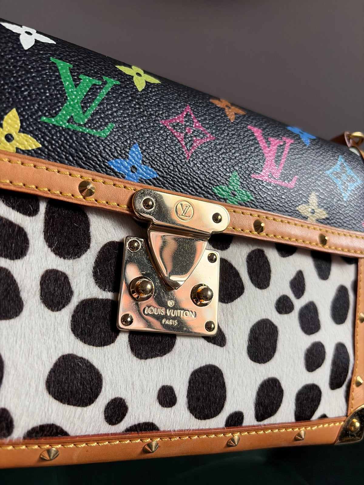 Rare! Louis Vuitton x Takashi Murakami Sac Rabat Monogram Dalmatian Pony Hair Bag