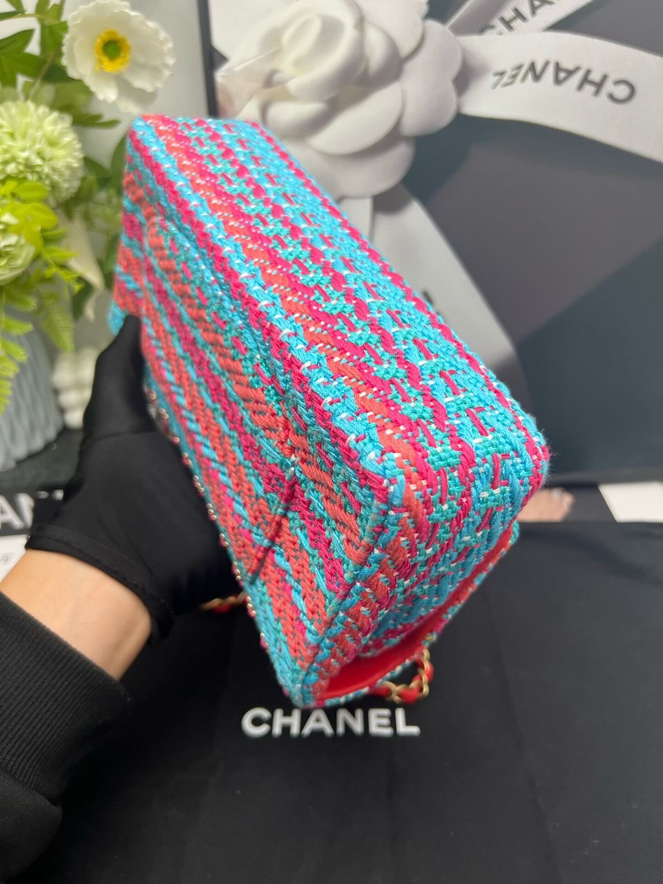 Chanel multicoloured medium tweed flap bag