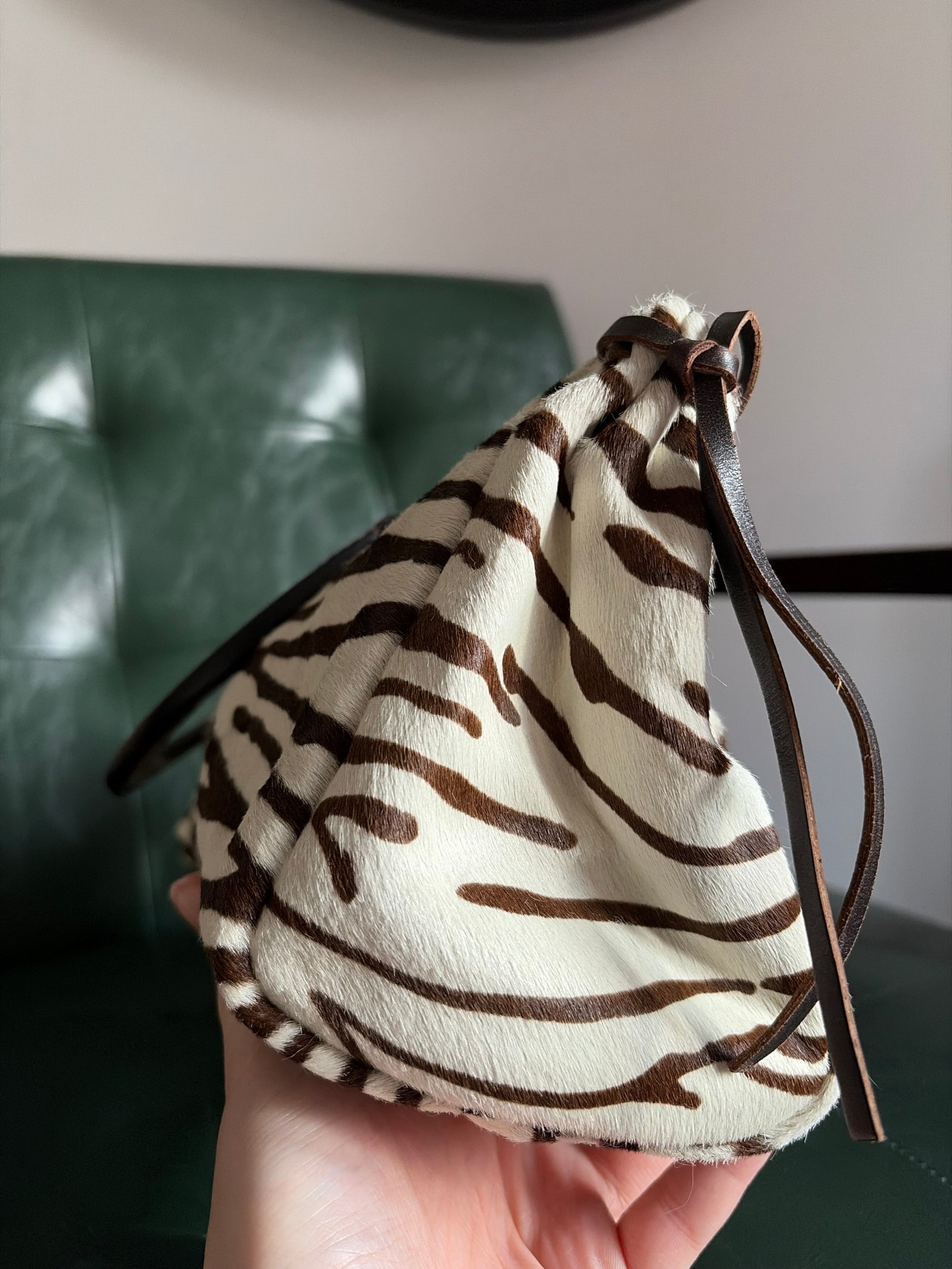 Vintage Prada Zebra Print Pony Hair Top Handle Bag