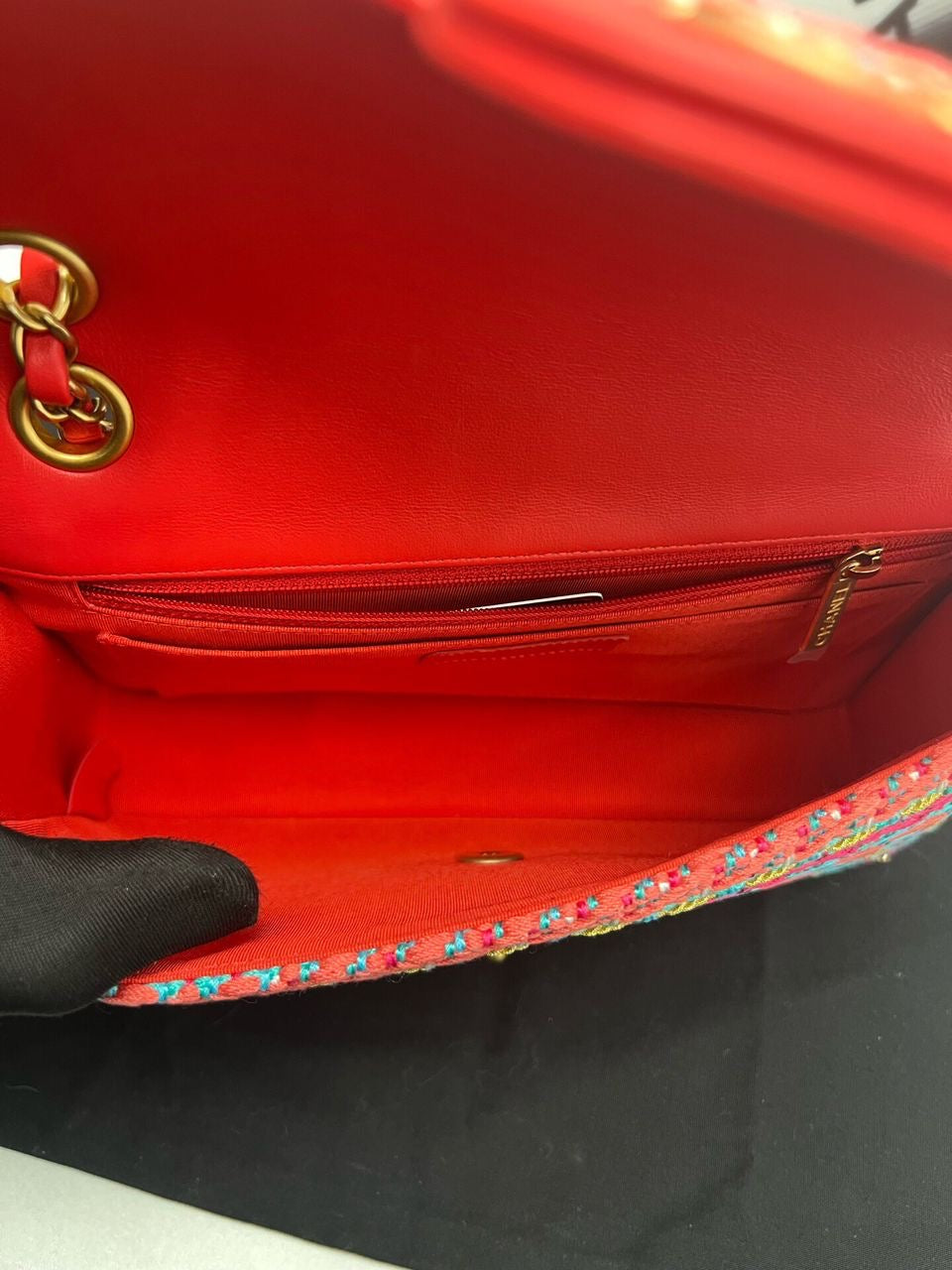 Chanel multicoloured medium tweed flap bag