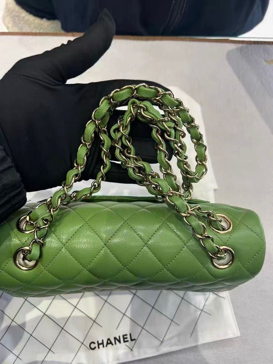 Pre-order - Chanel 22C Avocado Green Caviar Small Classic Flap Bag