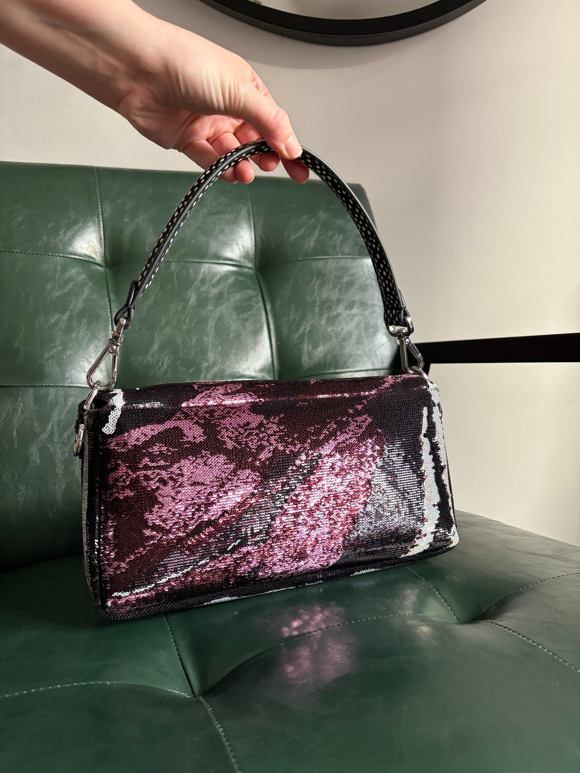Fendi Night Butterfly Modern Sequin Baguette Bag