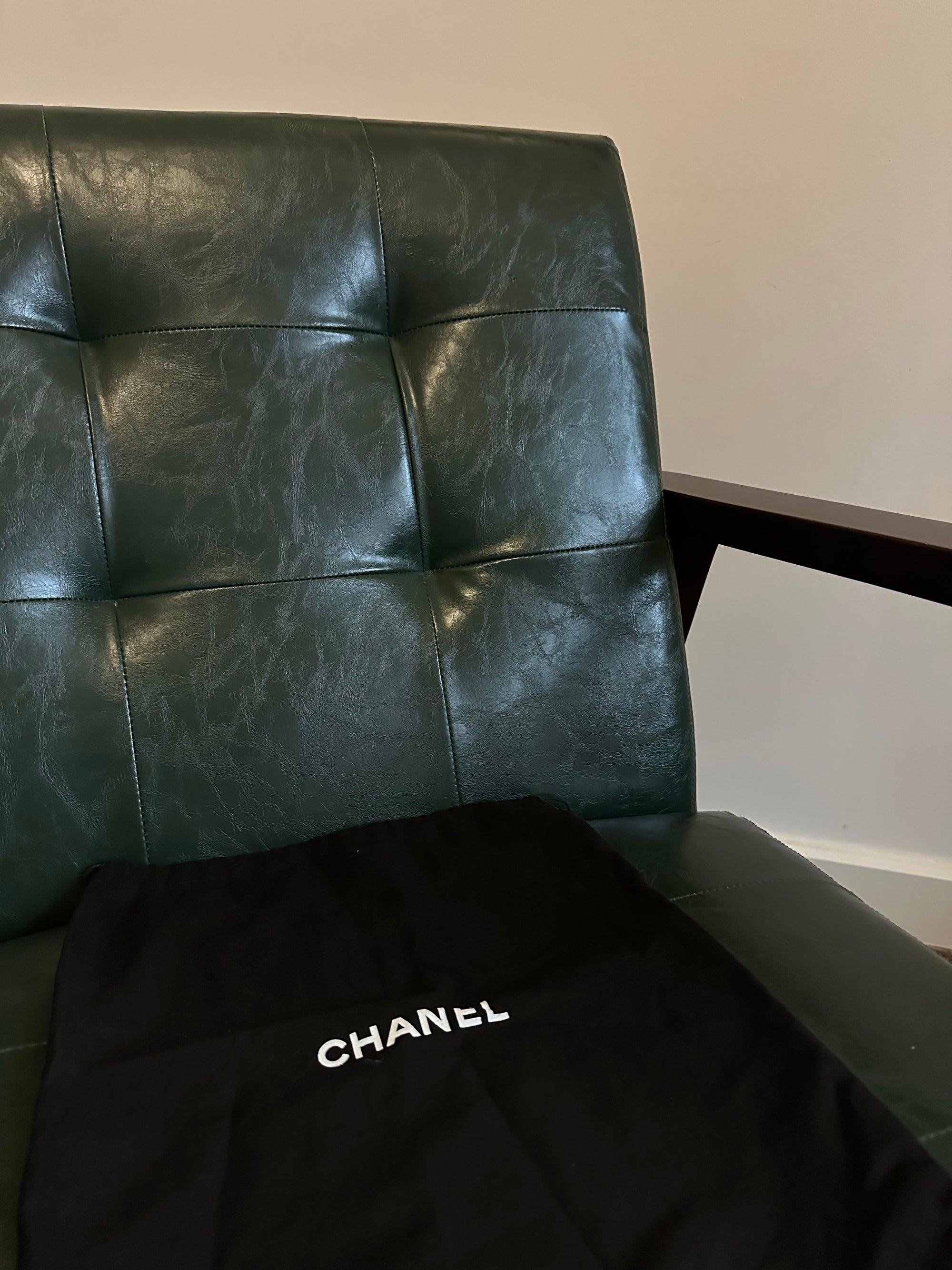 Chanel black caviar leather East West shoulder bag