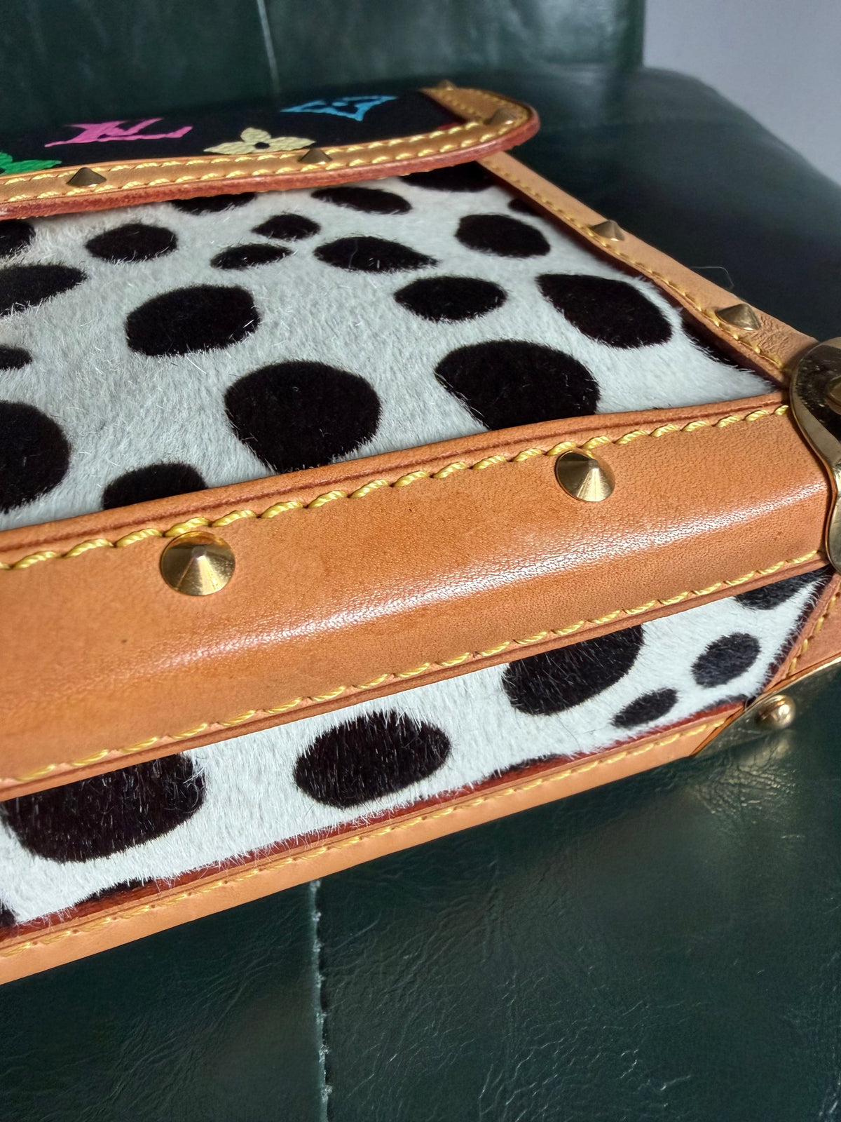 Rare! Louis Vuitton x Takashi Murakami Sac Rabat Monogram Dalmatian Pony Hair Bag