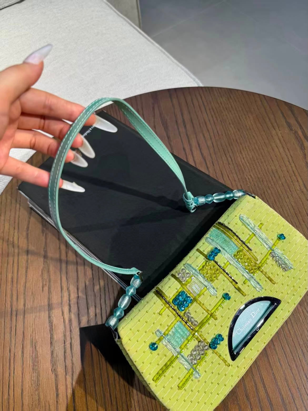 Limited edition green embellished Dior malice bag