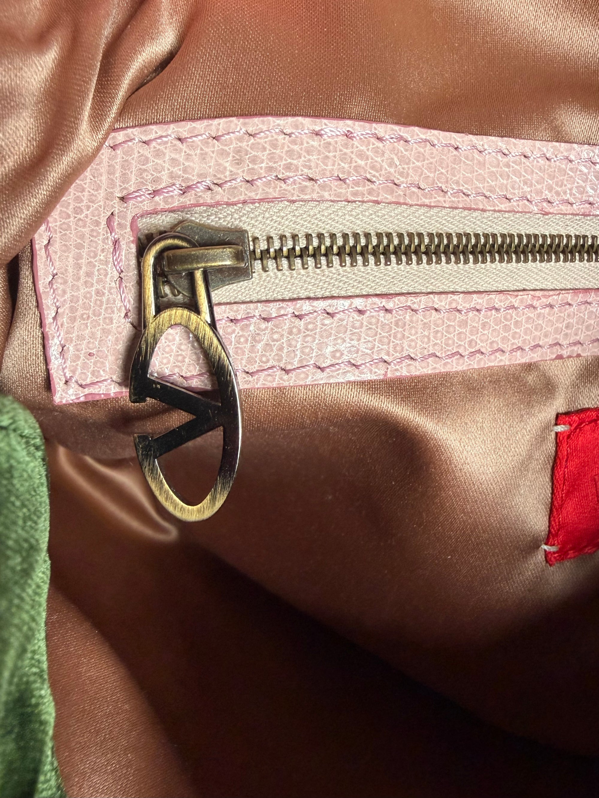 Valentino Garavani green velvet crystal embroidered shoulder bag