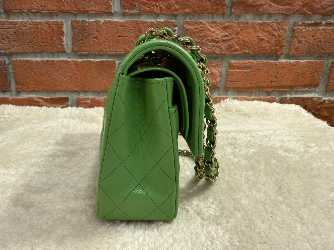 Pre-order - Chanel 23C Avocado Green Caviar Small Classic Flap Bag