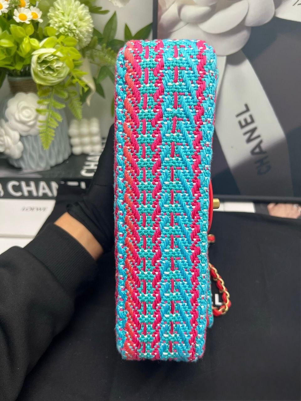 Chanel multicoloured medium tweed flap bag