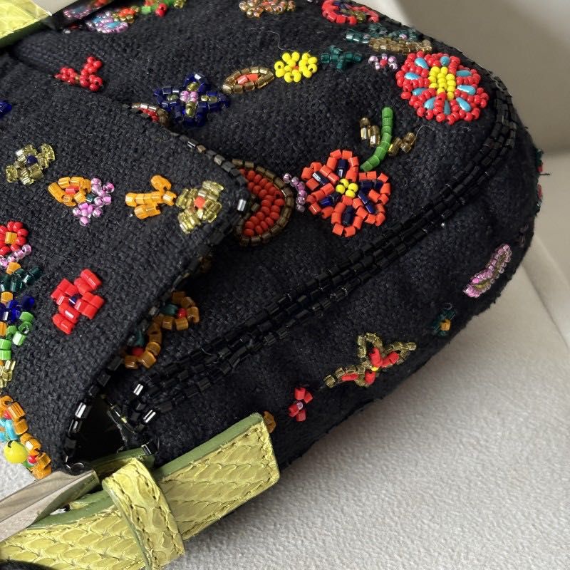 Fendi black baguette with floral beading