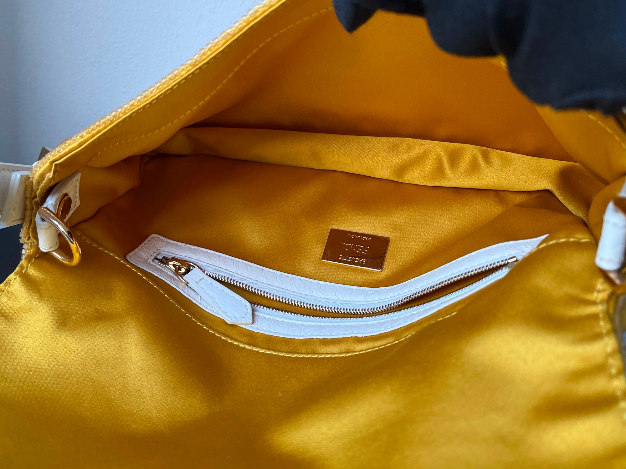 Fendi Yellow Paillettes Sequin baguette