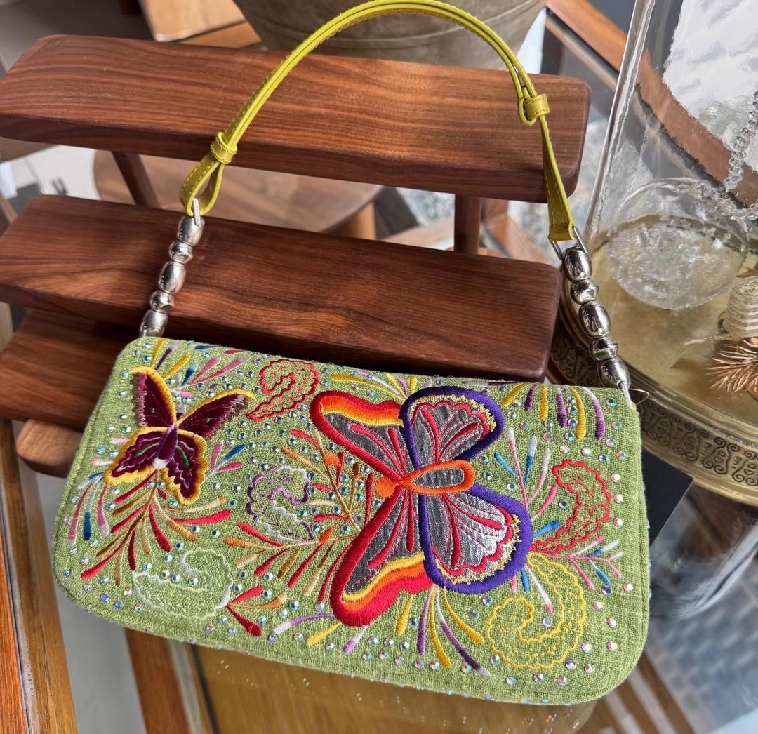 Vintage Dior Green Butterfly Malice Bag