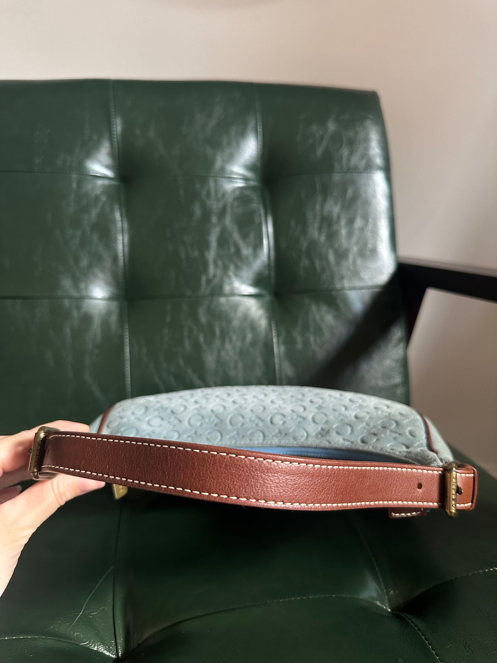 Vintage Celine Ava Shoulder Bag - Blue Suede Monogram