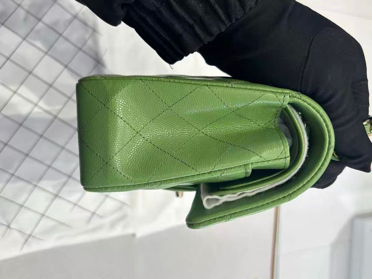 Pre-order - Chanel 22C Avocado Green Caviar Small Classic Flap Bag