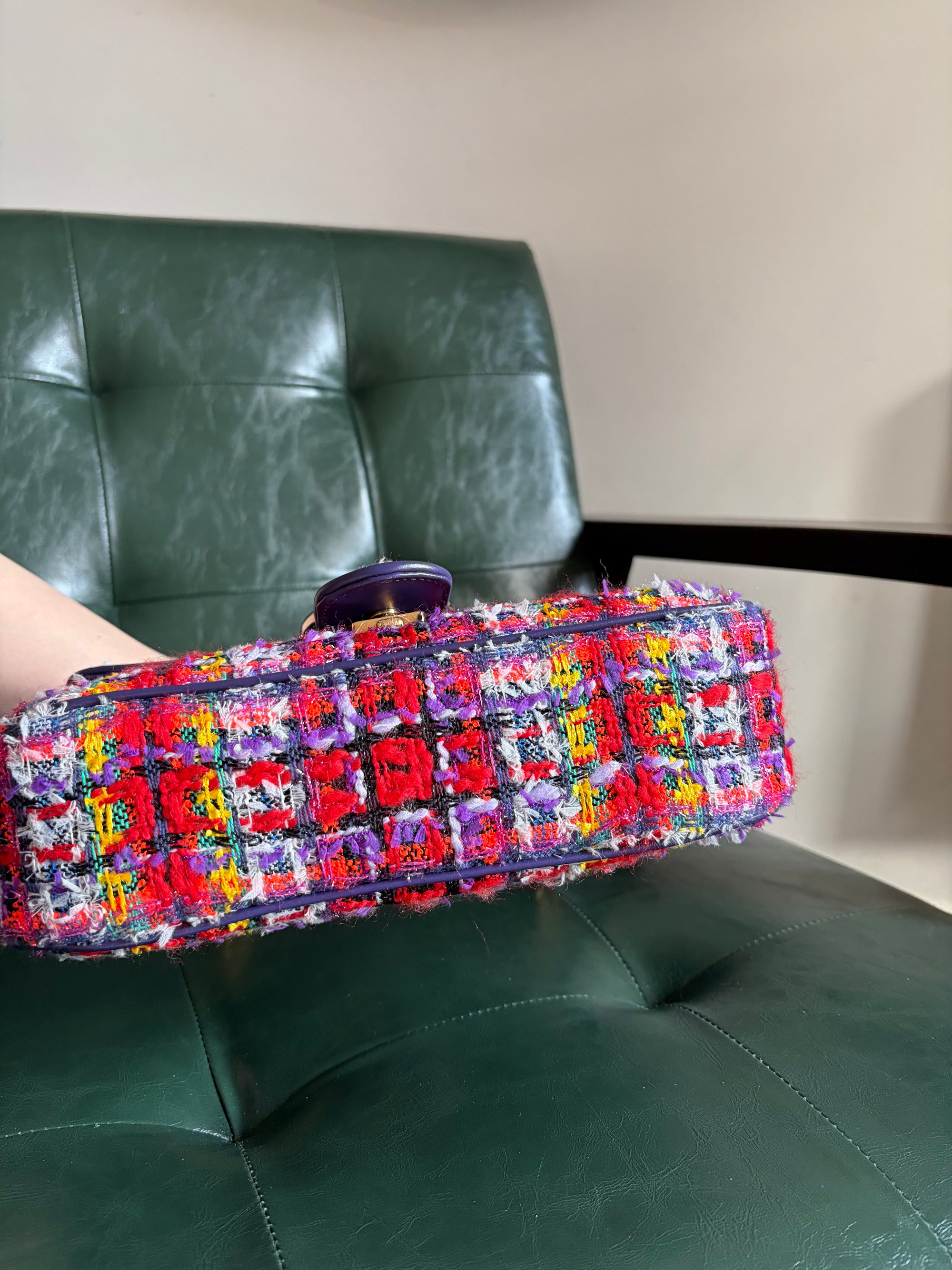 Gucci Marmont Small Multicoloured Tweed Mixed Metal Bag