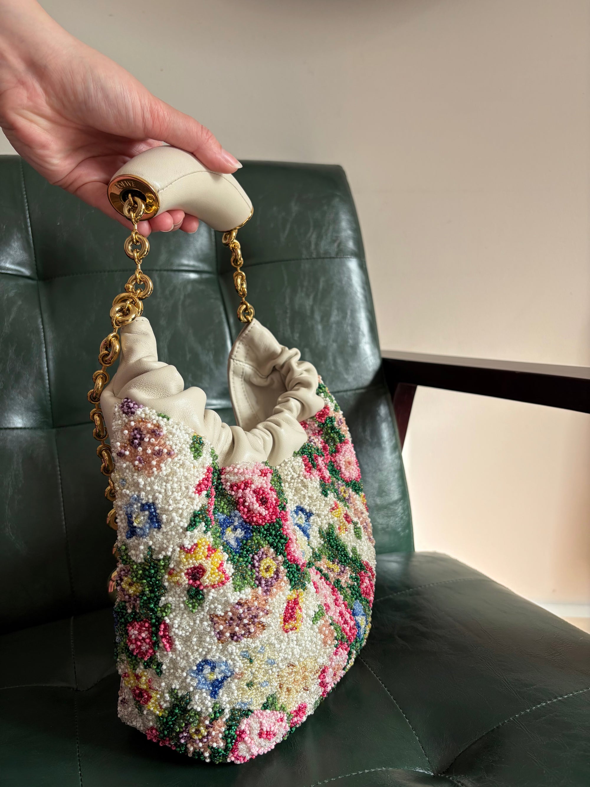 Special Edition Floral Beaded Loewe Mini Squeeze Bag