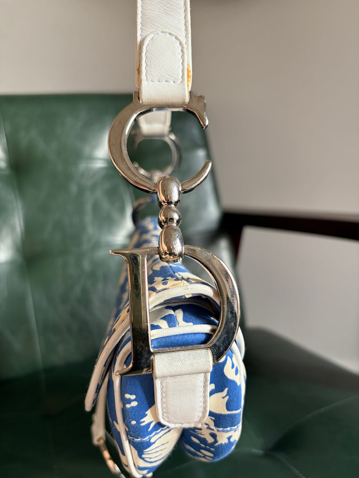 Dior blue and white "Surf Chick" saddle bag