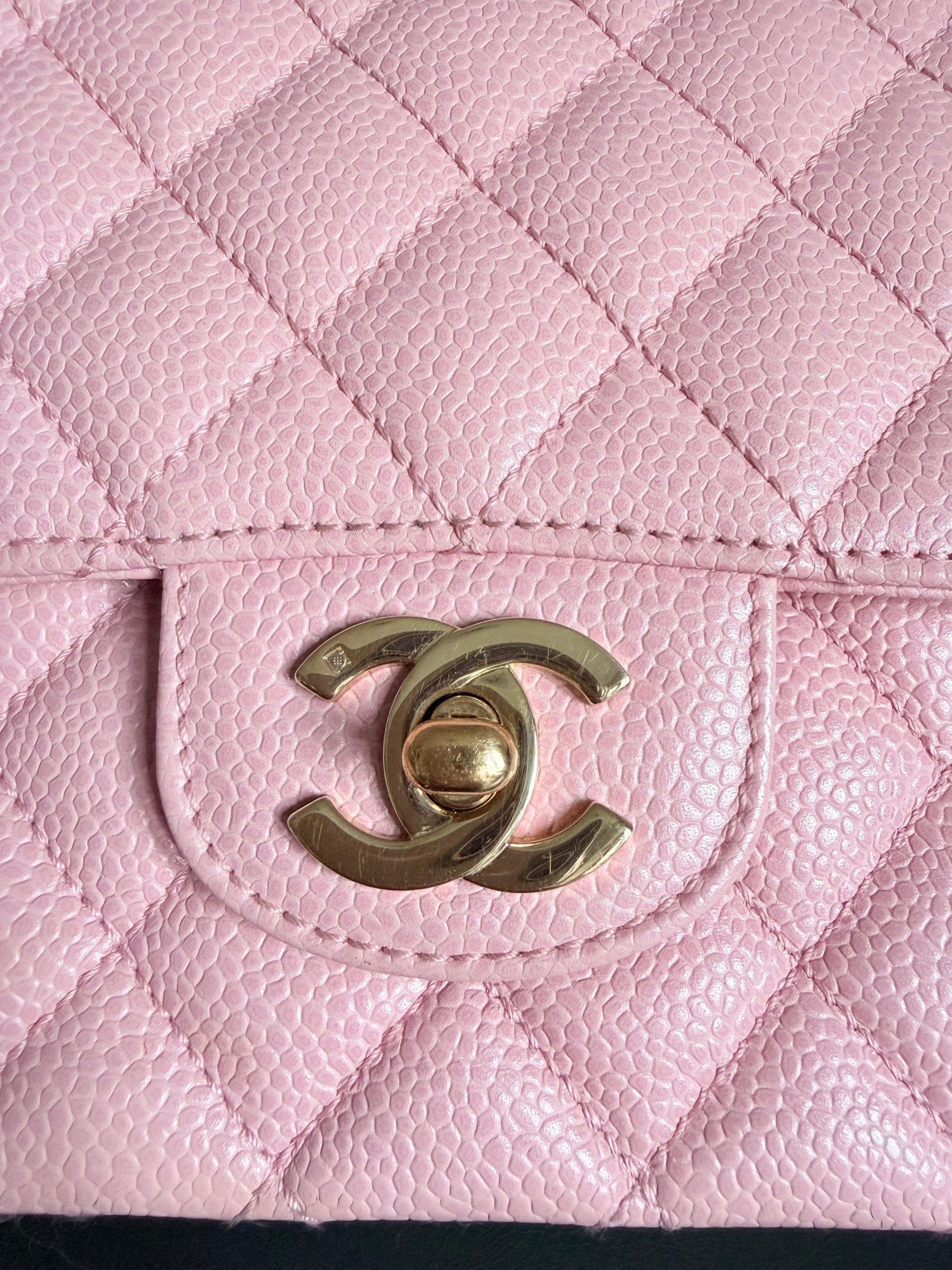 Rare! Series 9 Chanel Rose Sakura Pink Vintage Caviar Medium Classic Flap 24ct Gold Hardware