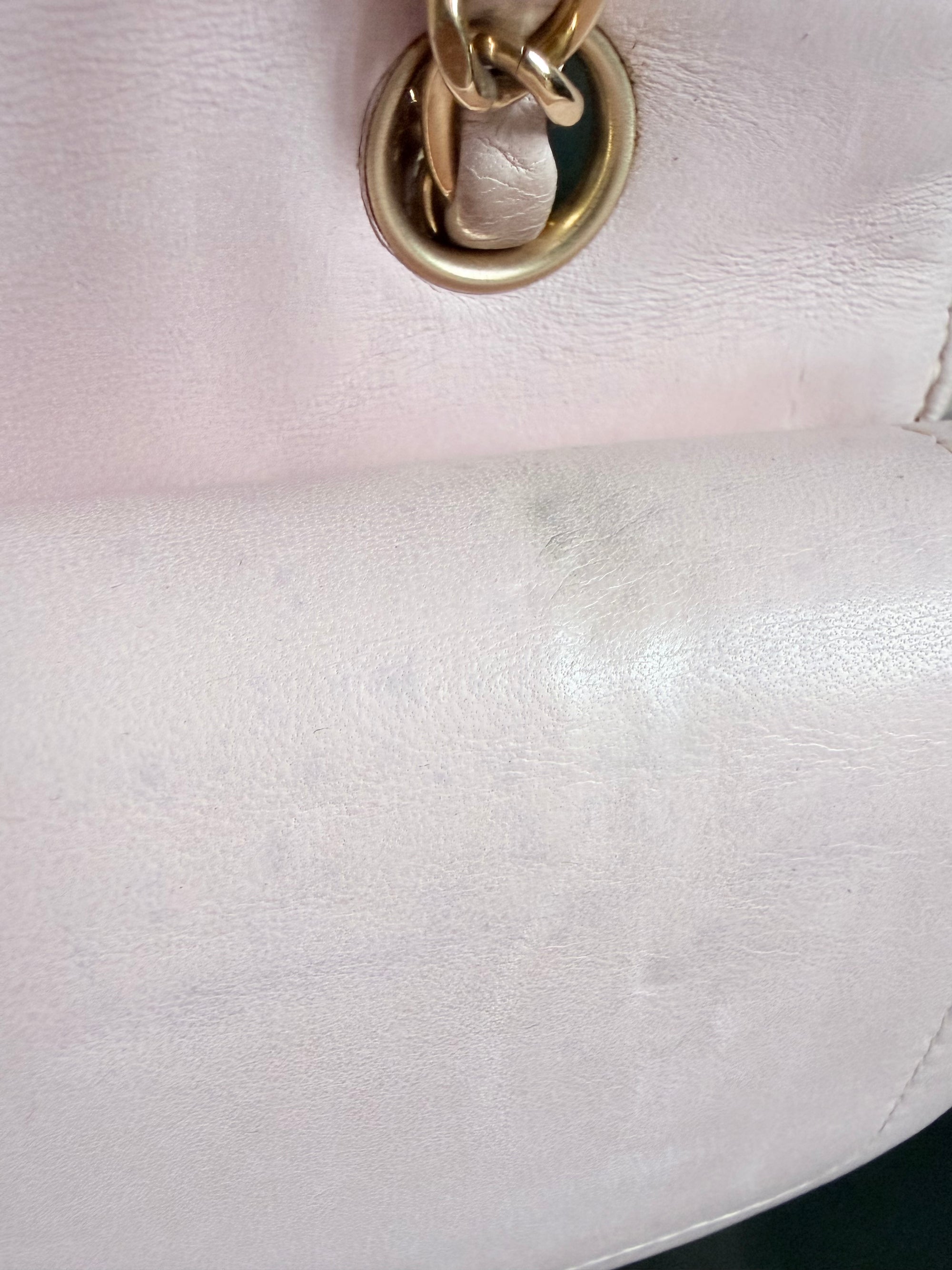 Chanel Vintage Pink and White Tweed Medium Classic Flap with 24ct Gold Hardware