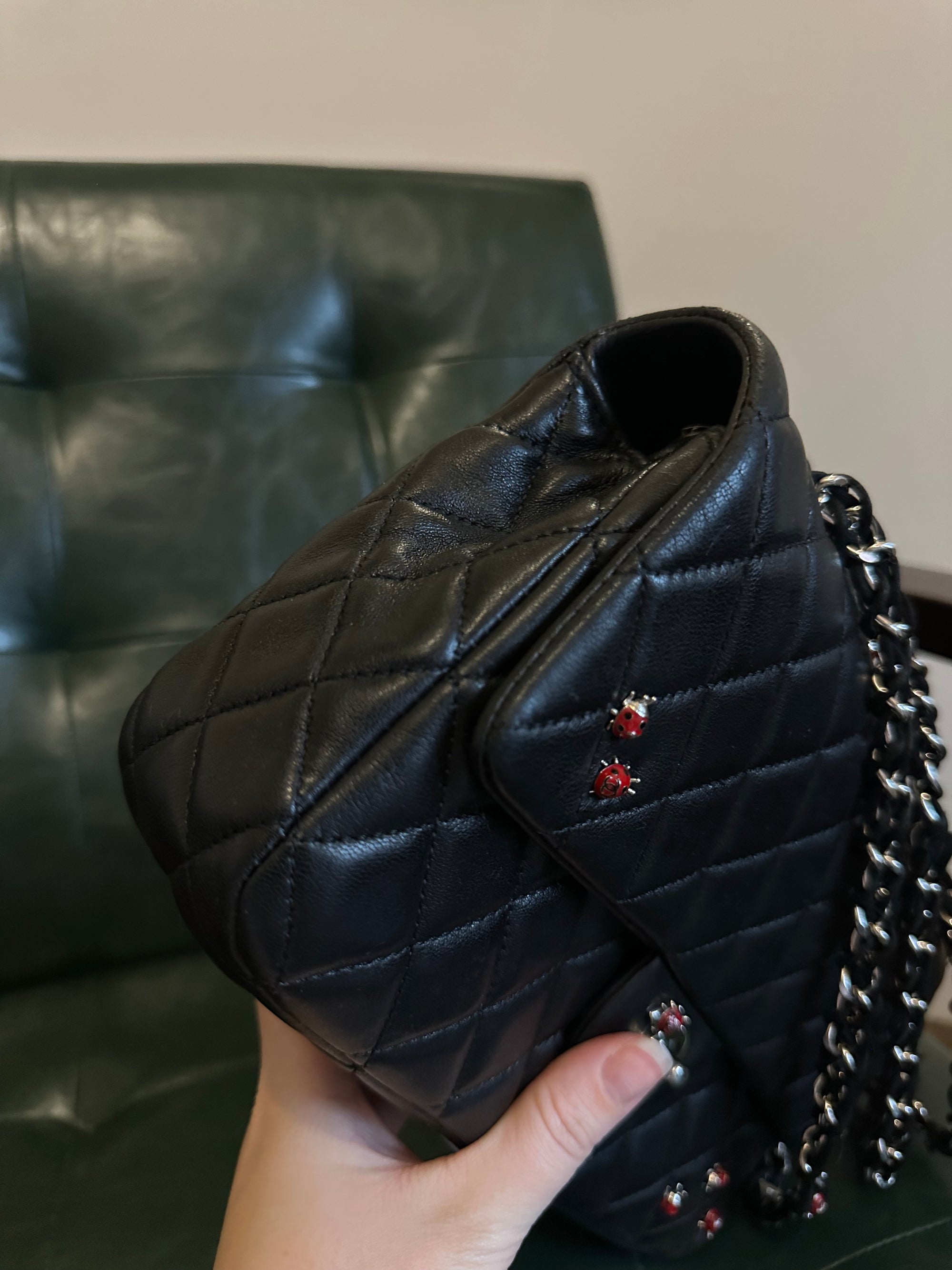 Rare! Chanel medium black ladybug single flap bag