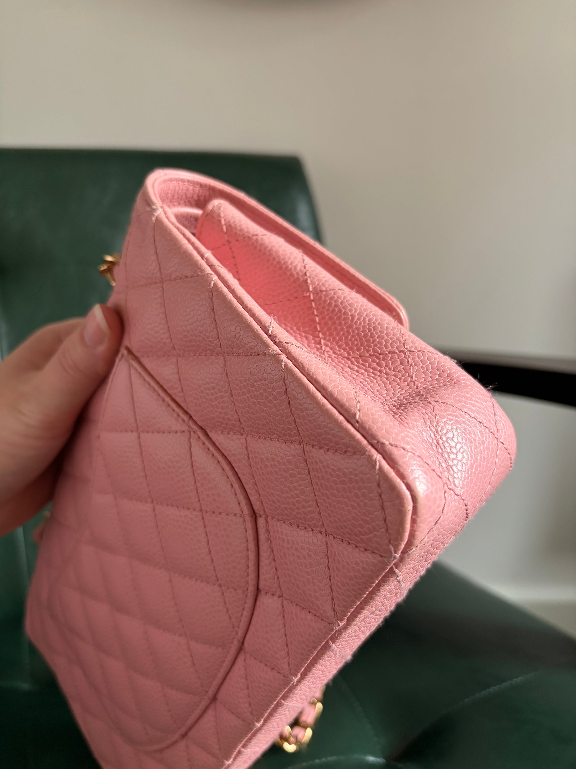 Rare! Series 9 Chanel Rose Sakura Pink Vintage Caviar Medium Classic Flap 24ct Gold Hardware