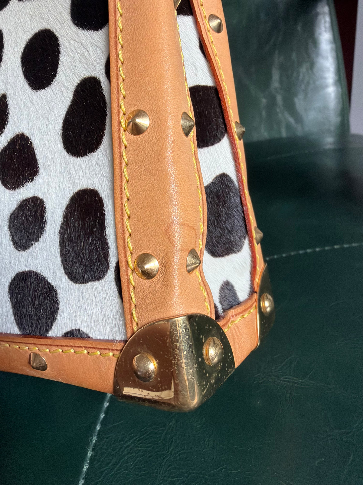 Rare! Louis Vuitton x Takashi Murakami Sac Rabat Monogram Dalmatian Pony Hair Bag