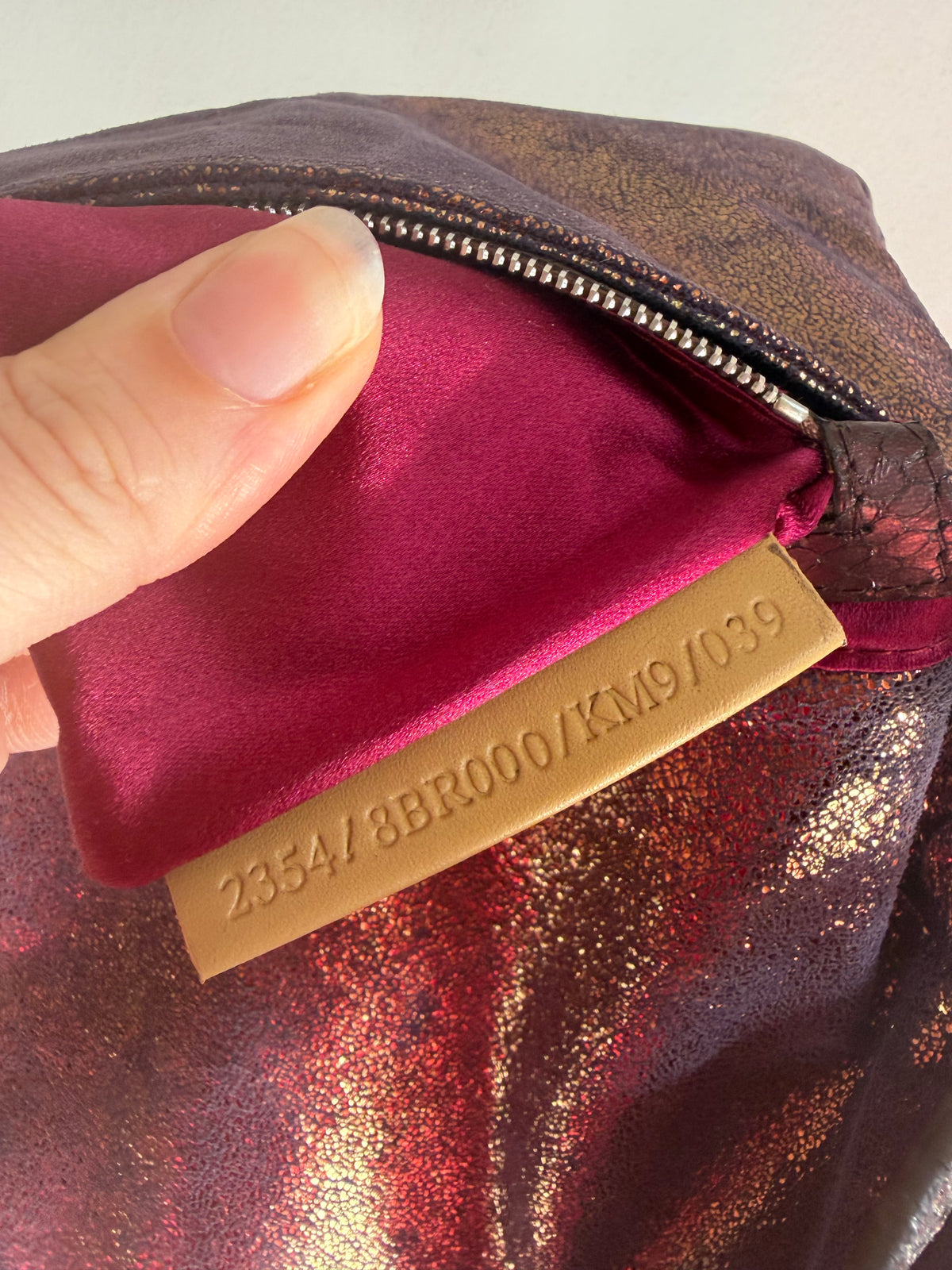 Fendi vintage purple and bronze metallic baguette bag