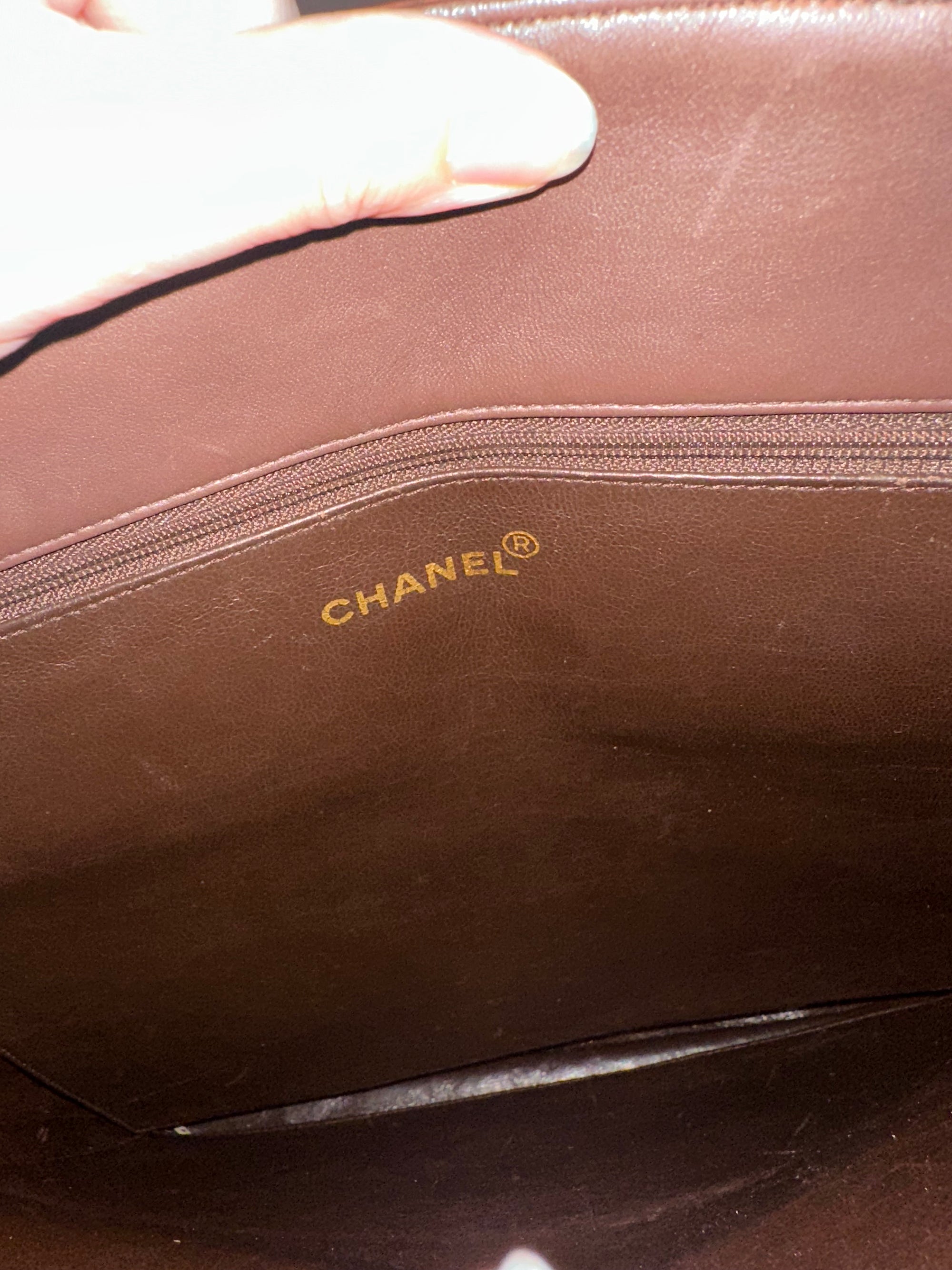Chanel Vintage Brown Lambskin Tortoiseshell Chain Tote Bag