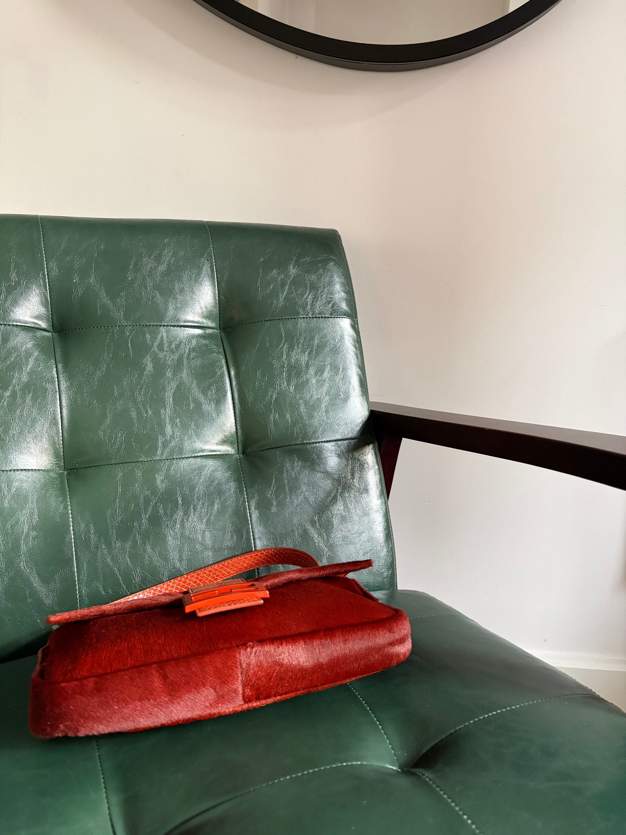 Ultra rare! Orange Fendi pony hair baguette